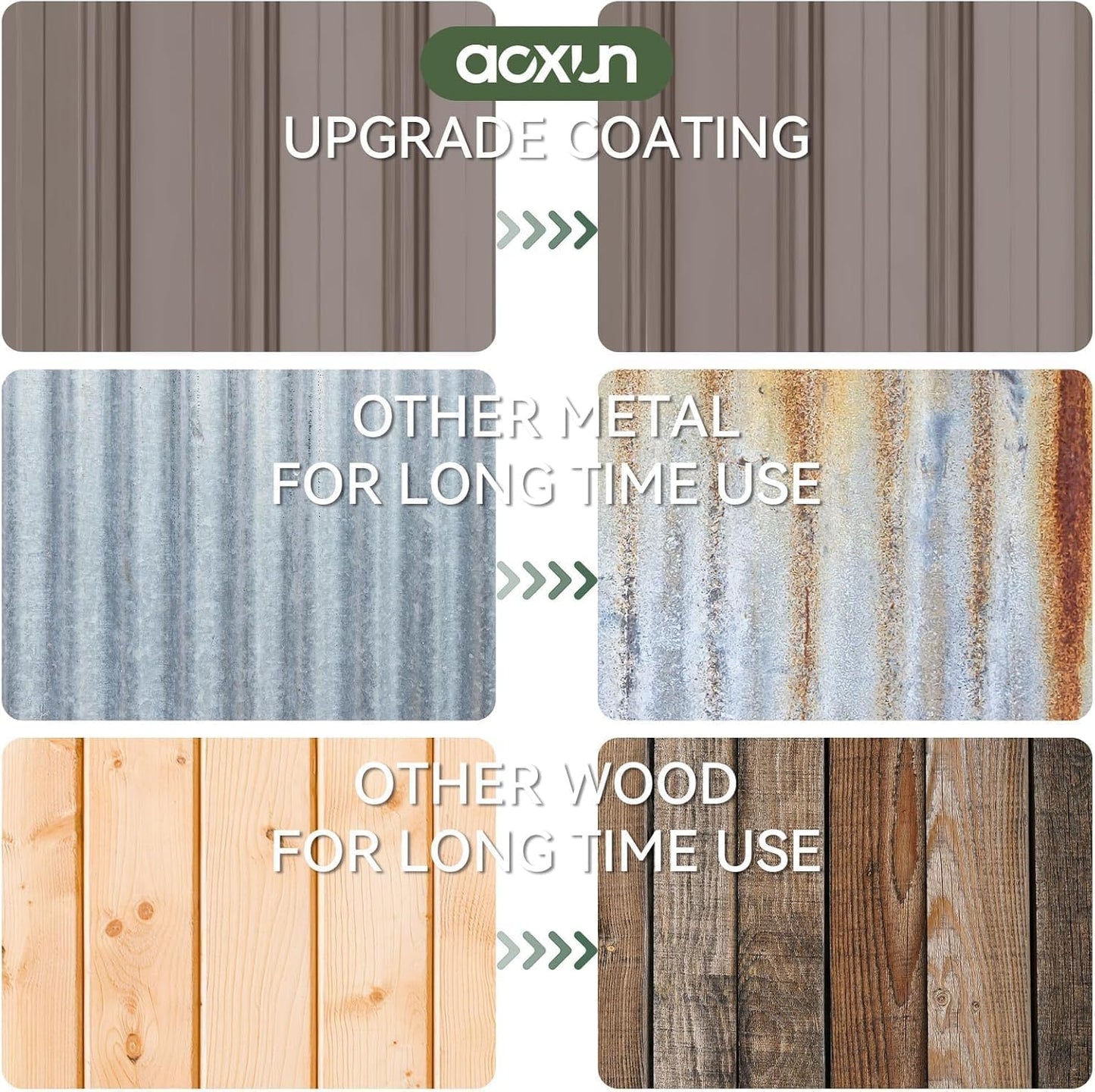 Aoxun 14x12 FT Large Outdoor Storage Shed, Galvanized Metal Shed with 2 Lockable Tall Doors & Sloped Roof, Heavy Duty Utility Tool Storage House for Patio, Garden, Backyard, Lawn (Brown)