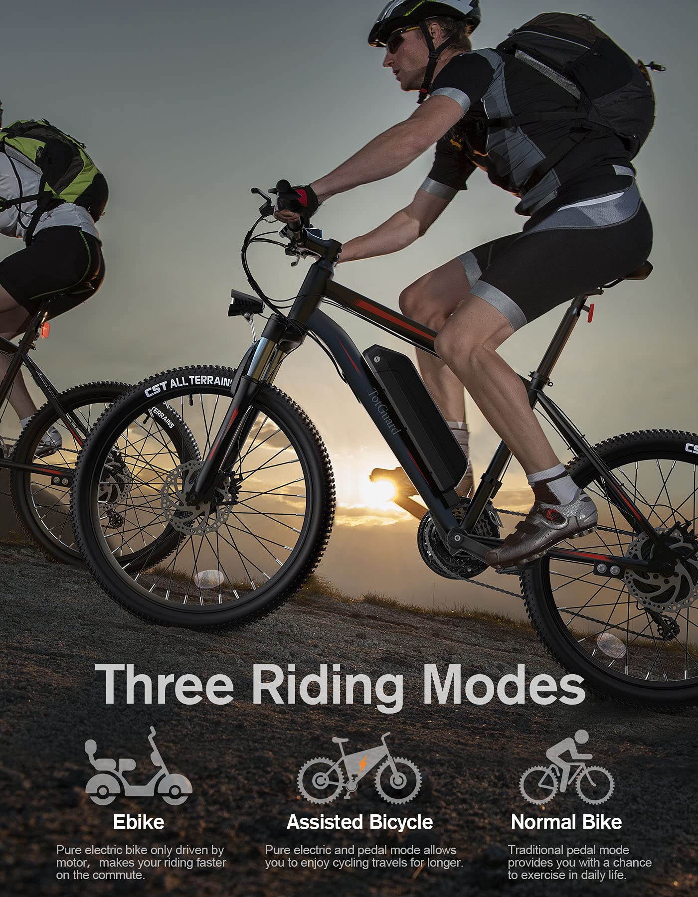 TotGuard Electric Bike for Adults, 26'' Ebike with Peak 500W Motor, Up to 50 Miles Electric Mountain Bike with Lockable Suspension Fork, Eletric Bicycle with 36V 374Wh Battery, 21 Speed, LCD Display