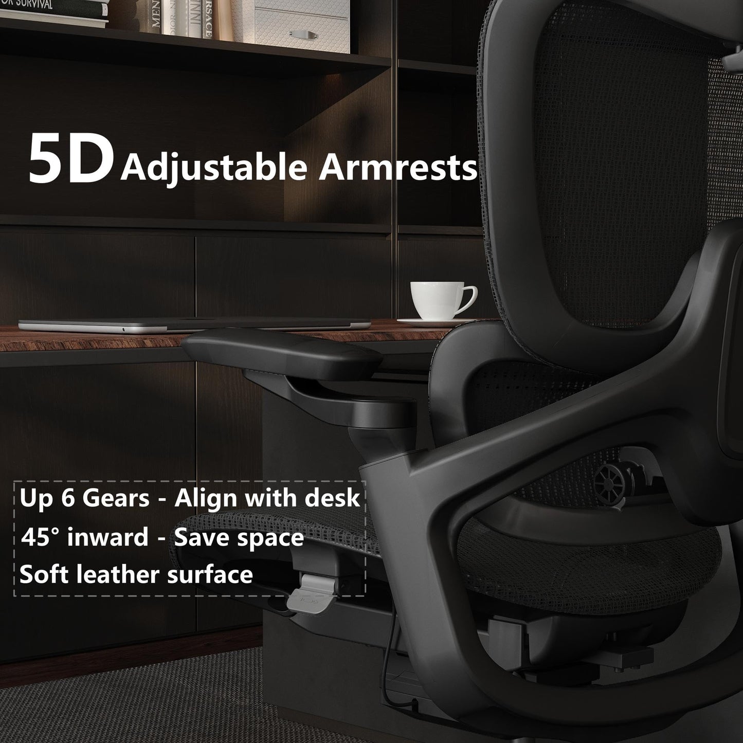 chirvana Ergonomic Office Chair, Big and Tall Home Desk Chair with Adjustable 3D Lumbar Support, 5D Armrest, 4D armrests, Mesh Computer Chair,90-130°Tilt, Model Zen (All Black)
