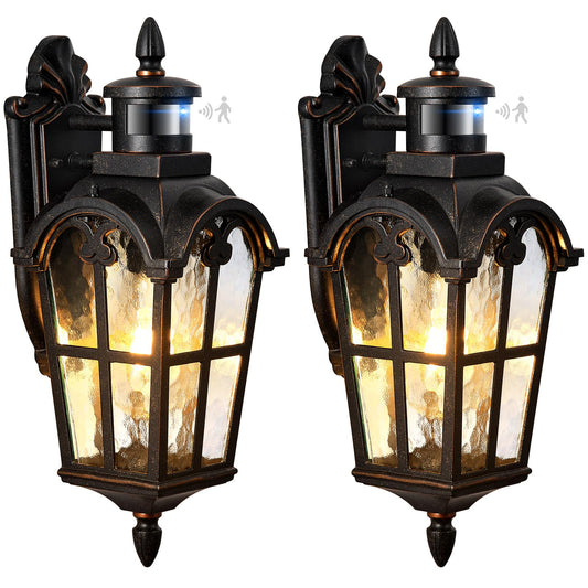 VIANIS Outdoor Motion Sensor Light, 2-Pack Vintage Porch Lanterns, Aluminum, Oil-Rubbed Bronze, Model V81532B2