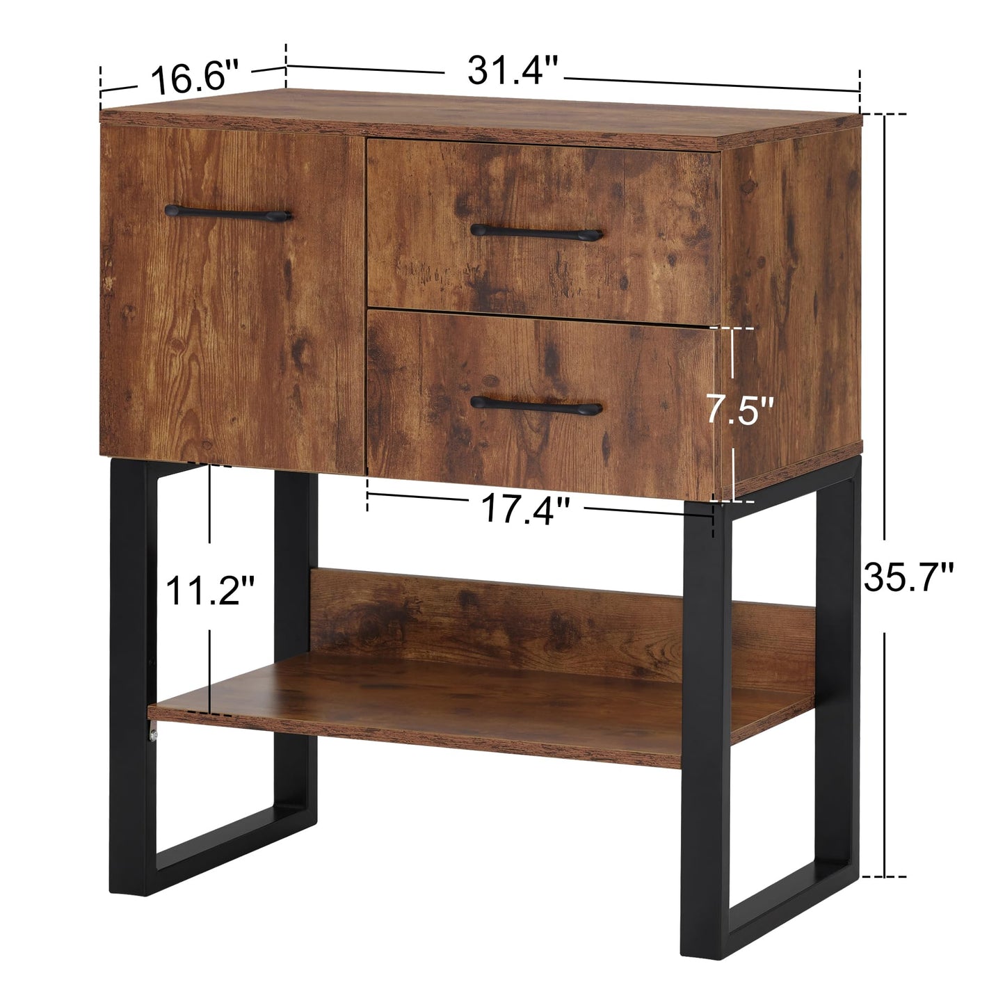 BarberPub Styling Barber Station, Wall Mount Storage Cabinet, Salon Equipment for Hair Stylist, Spa Beauty Makeup Organizer with Drawers & Shelf 3185 (Brown & Black)