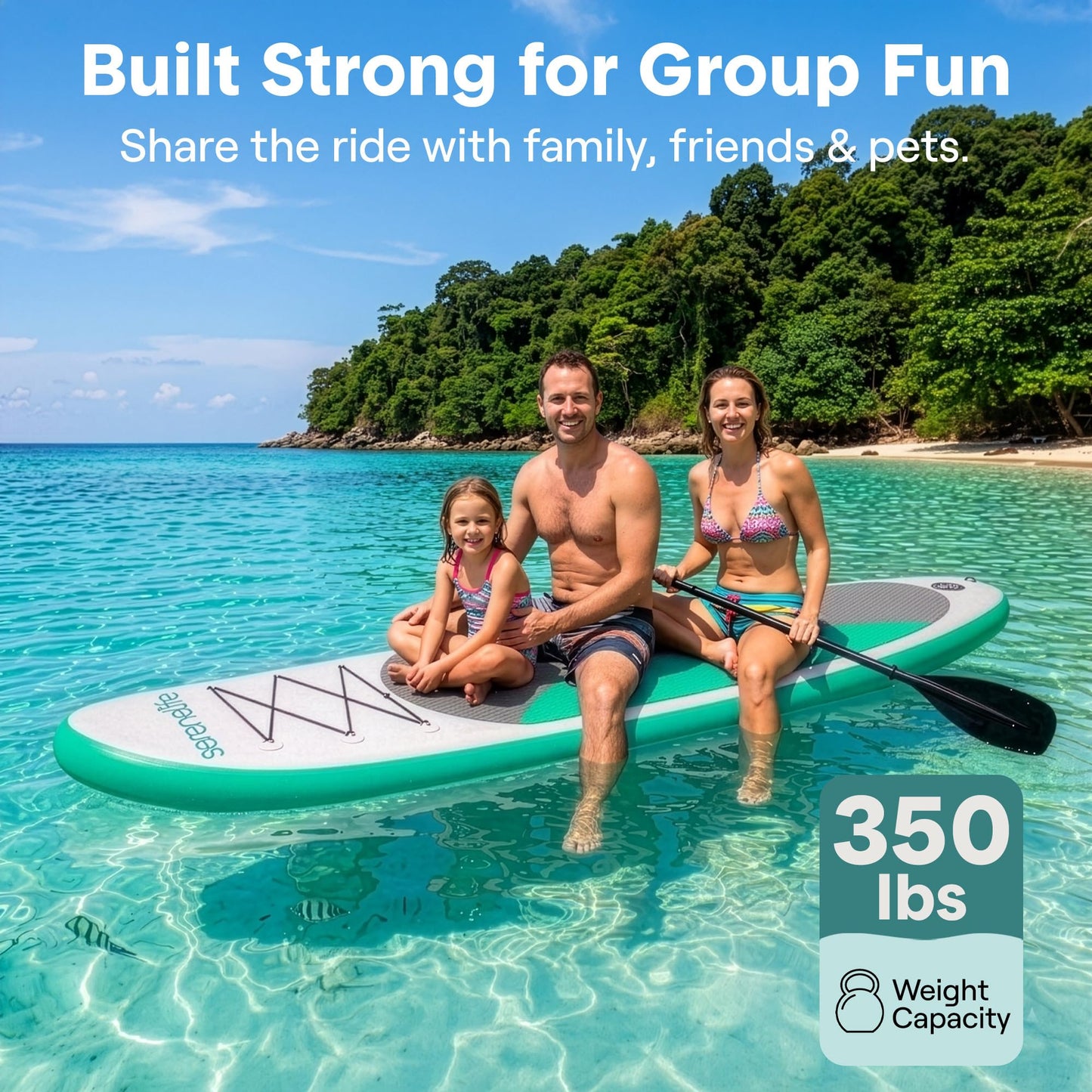 SereneLife 10’ Inflatable Stand Up Paddle Board with Premium SUP Accessories - 32” Wide Stable Design with Non-Slip EVA Deck Pad, for Youth and Adults, 275 lbs. Capacity