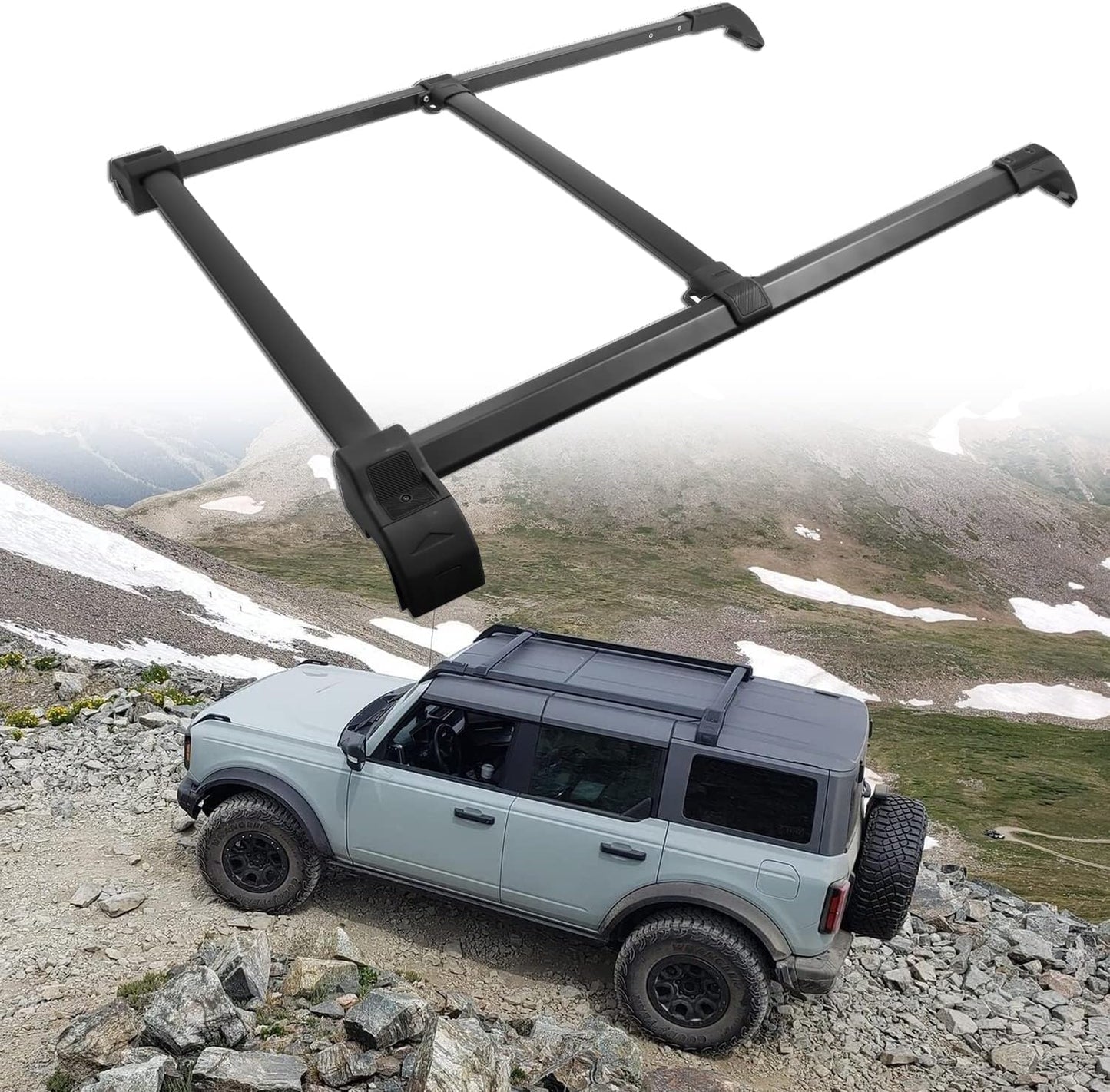 Broaddict Roof Rack Cross Bar Fit for 2021-2025 2026 Ford Bronco 2 Door/4 Door Rooftop Cargo Accessories Luggage Rack (NOT for Bronco Sport) (Standard Rack (2/4-Door))