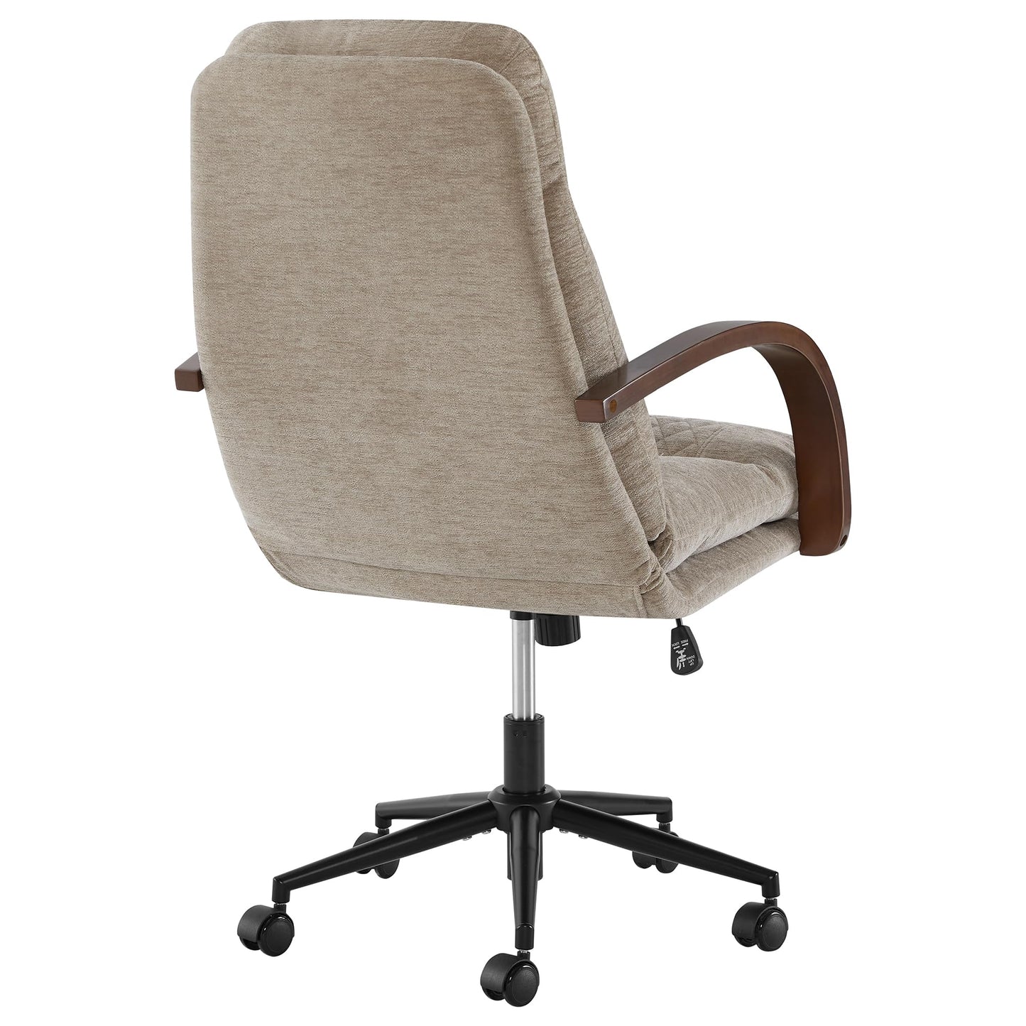 KISLOT Home Office Desk Chair, Ergonomic Office Chair with Lumbar Support, Adjustable Swivel Computer Chair with Wheels, Fabric Executive Task Chair with Wood Arms, Khaki