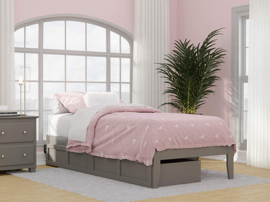 AFI, Colorado Twin XL Platform Bed with 2 Storage Drawers, Grey