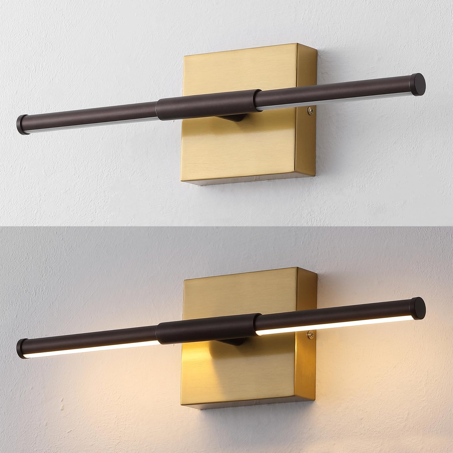 JONATHAN Y Modern Minimalist Wall Sconce, Dimmable LED, Metal, 16.25in, Oil Rubbed Bronze/Brass Gold, Model JYL7039F