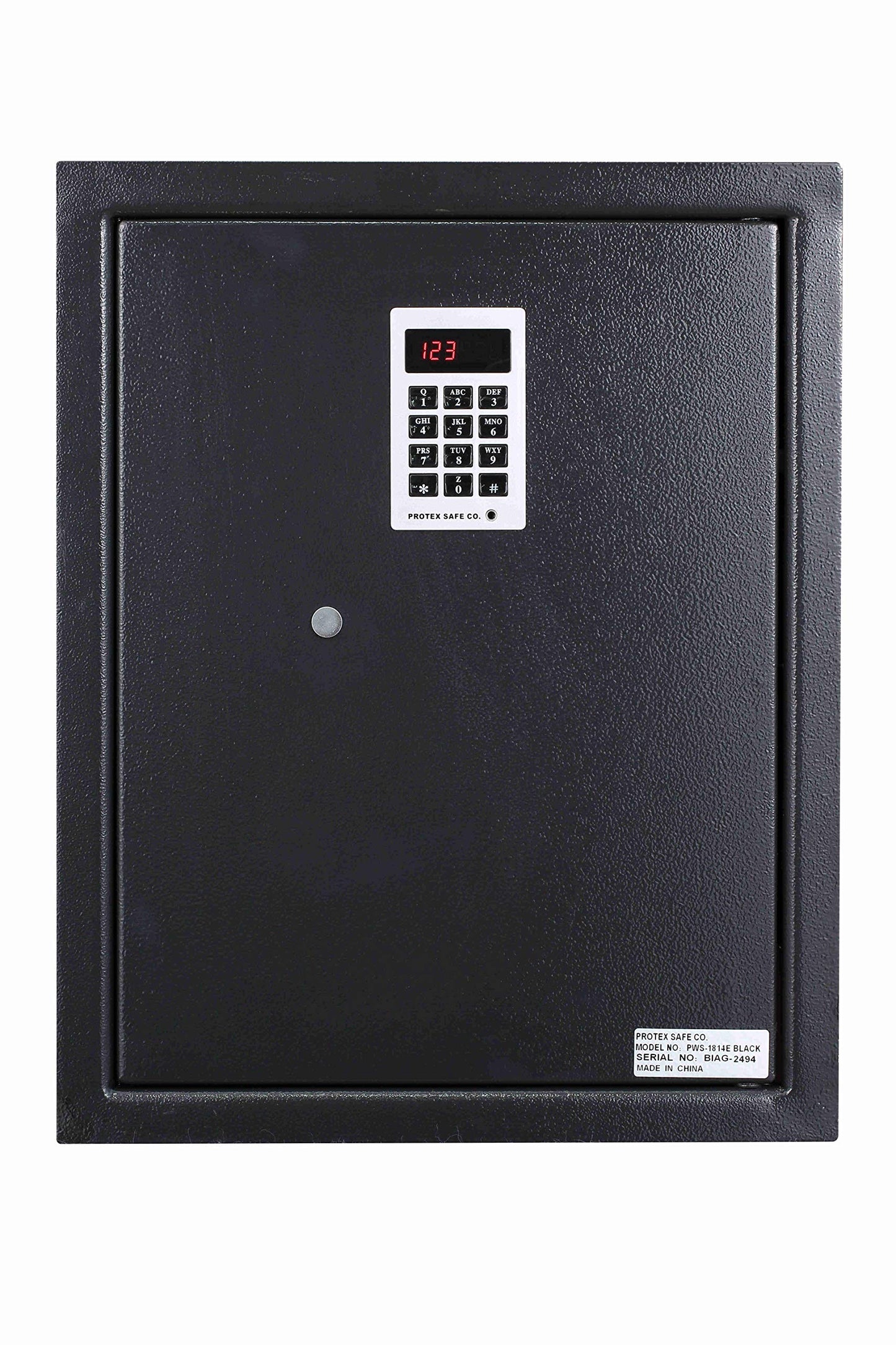 ProtexSafe Electronic Keypad Wall Safe (PWS-1814E)-Black, Burglary Resistant wall safe, digital electronic locking system, velvet interior, automatic door opening, 2 Removable shelves