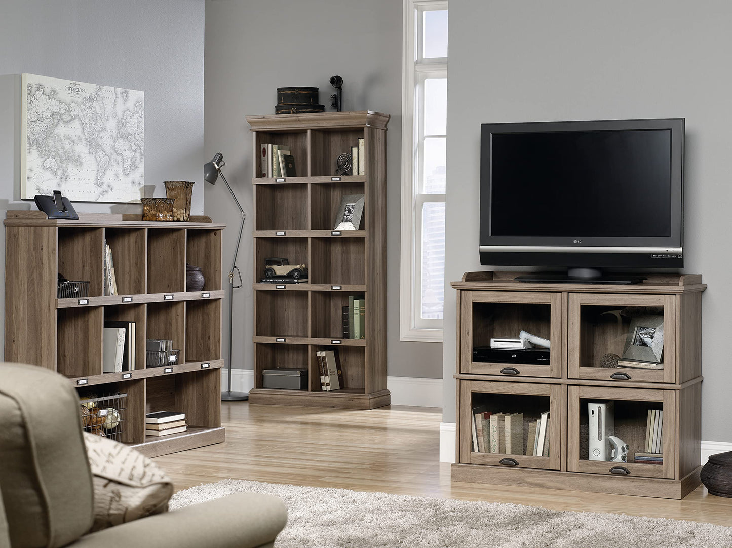 Sauder Barrister Lane Cubby Bookcase, Stylish Organization Furniture, cubby bookcase, Cube Storage