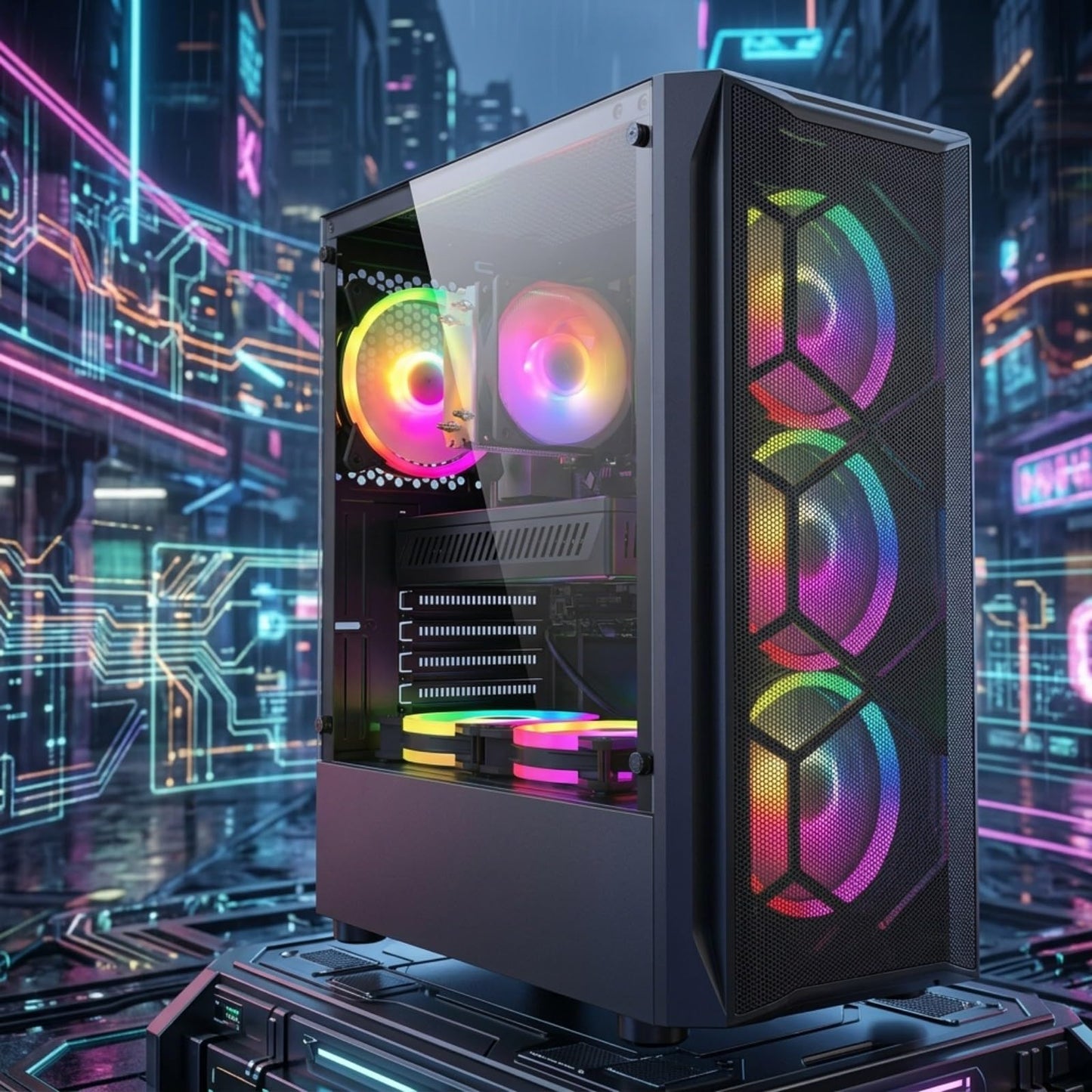 STGAubron Gaming PC Computer Desktop, Intel Core i7 up to 3.9GHz, Radeon RX 580 8G Video Card, 16GB RAM, 1TB SSD, WiFi 6, BT 5.0, RGB Fan x 6, Windows 11 Home