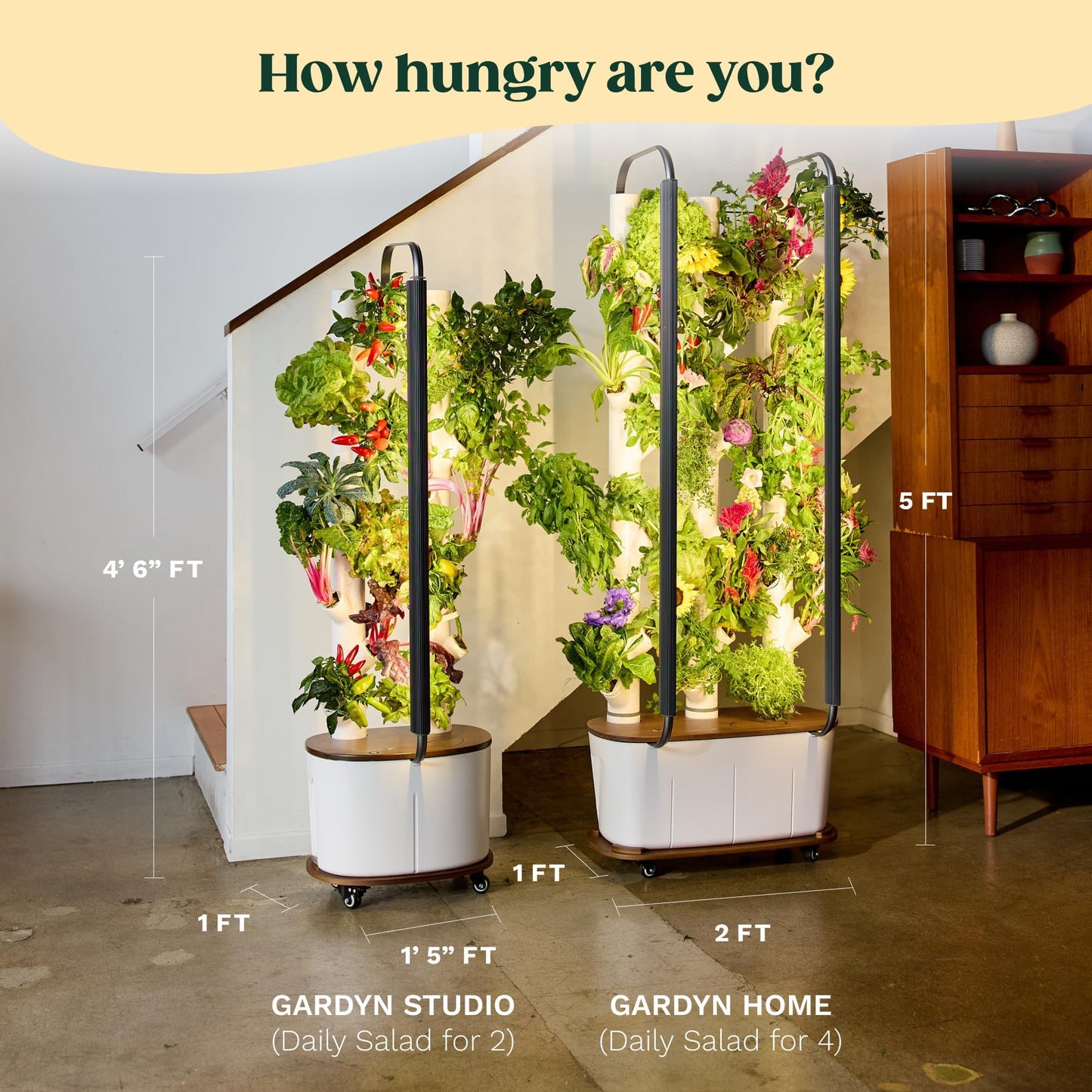 Gardyn Studio 1 Vertical Hydroponics Growing System Kit - 16 Non-GMO Plants, Herbs, Vegetables - Tower Garden - Hydroponic Herb Garden Planter Indoor Kit - Indoor Gardening System with LED Grow Lights