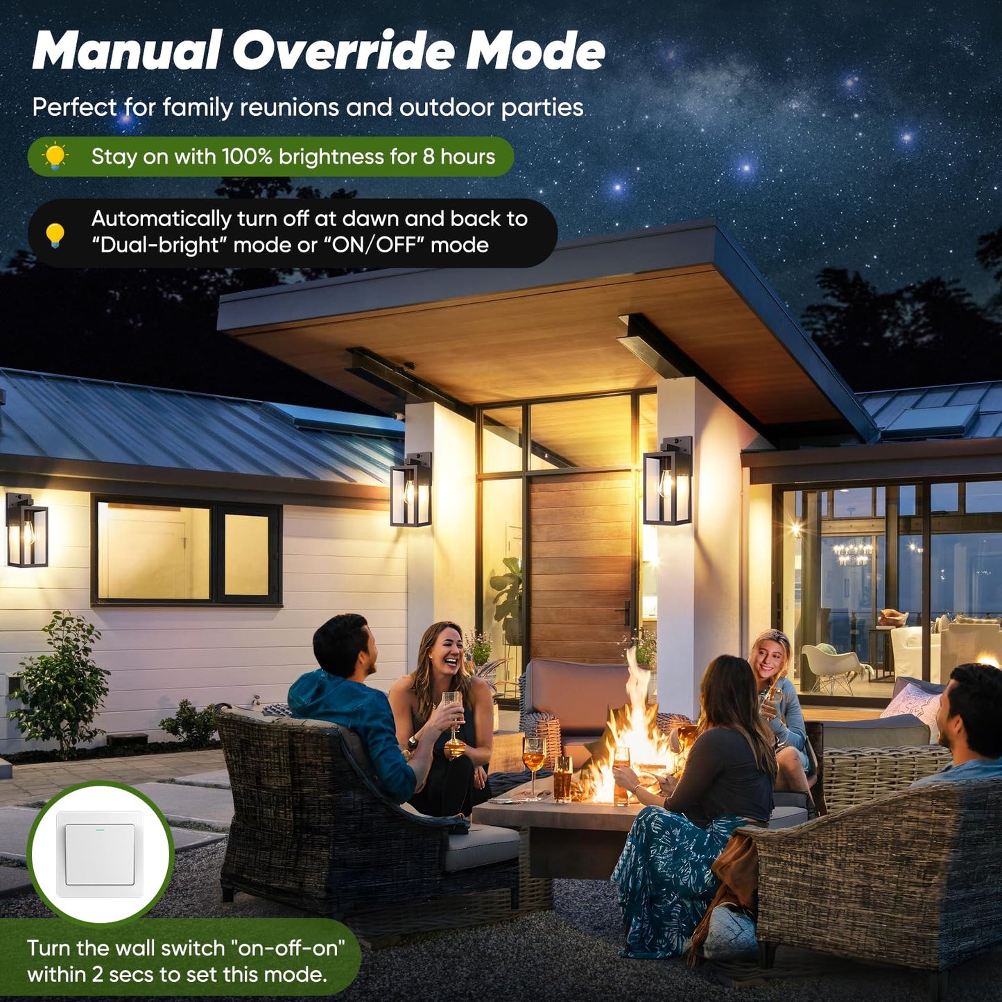 BesLowe 2-Pack Motion Sensor Outdoor Wall Lights, 13in, Brown, Metal, Model A923, Dusk to Dawn, 3 Lighting Modes