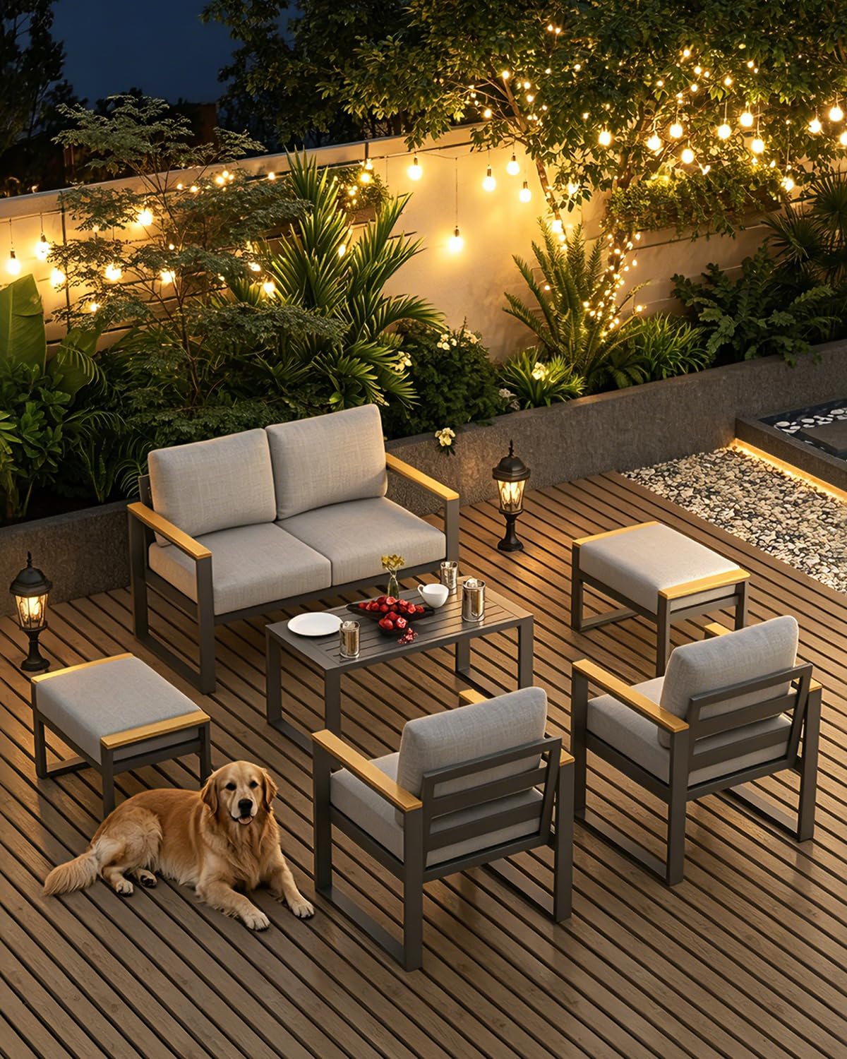 IDEALHOUSE Aluminum Patio Furniture Armchair Set of 2, Metal Outdoor Chairs with Upgraded Cushions, All-Weather Outdoor Single Sofa for Balcony, Garden, Deck, Backyard,Gray