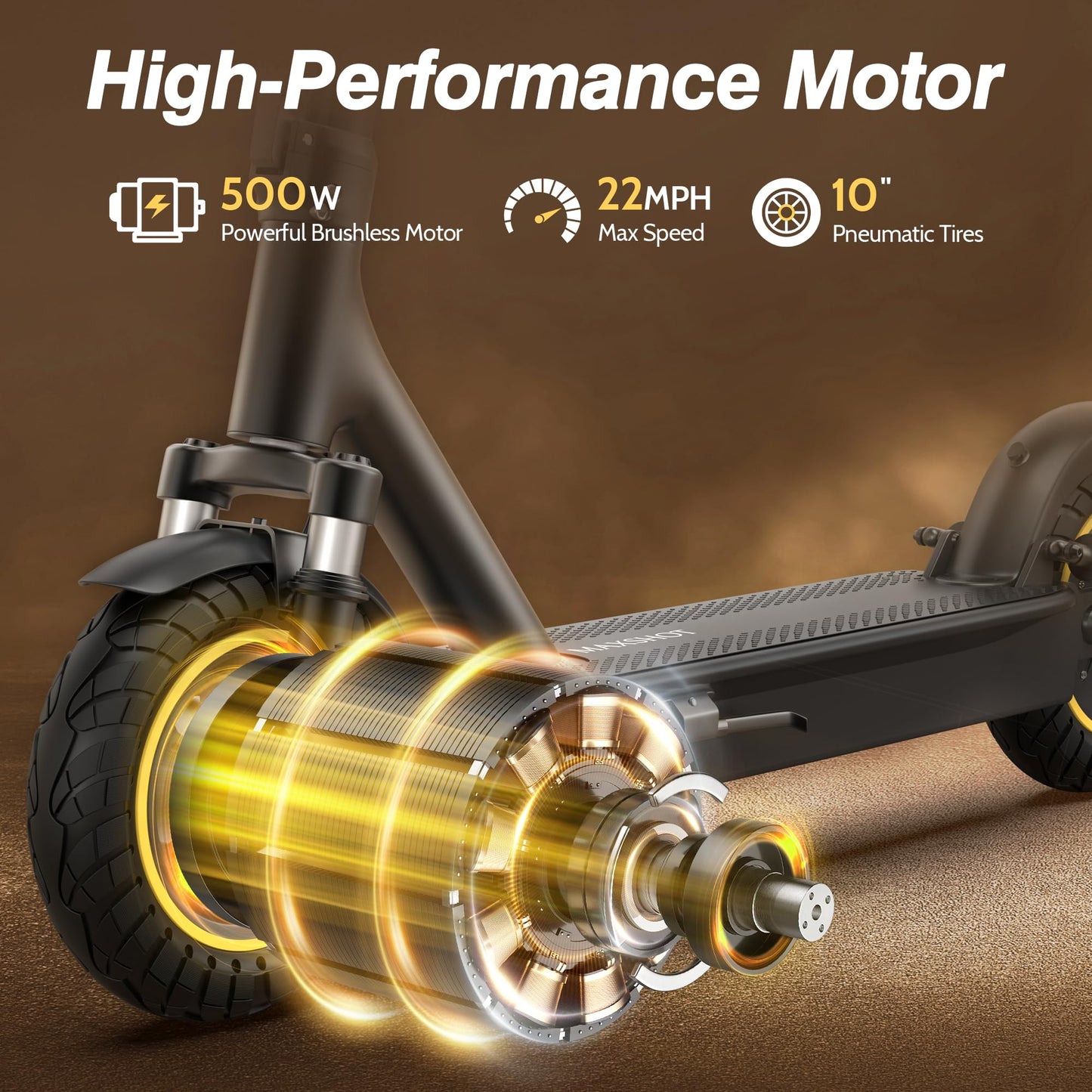 MAXSHOT Electric Scooter for Adults, 8.5/10/14" Tires, 19/22Mph, 350W/500W Motor, 21-28 Miles Range, Folding E-Scooter with Dual Suspension,APP Contro