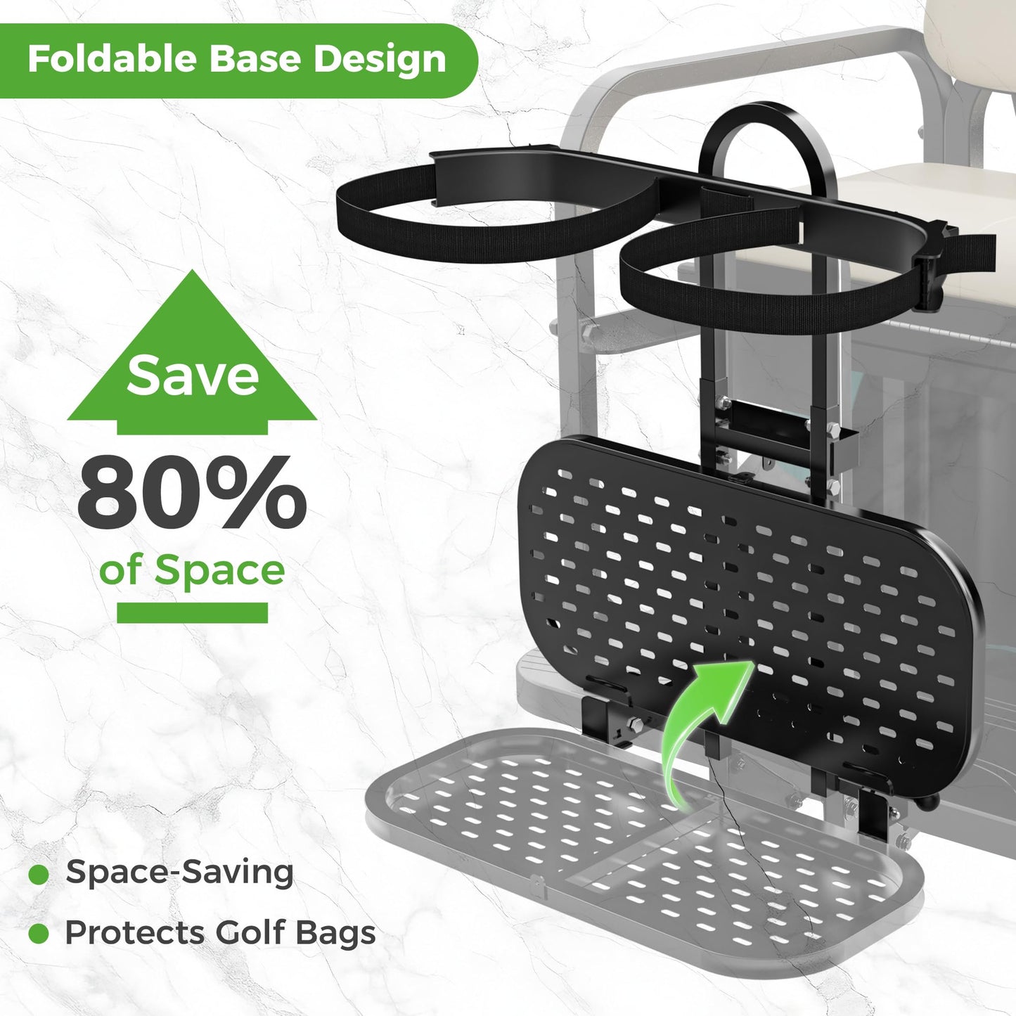 10L0L Universal Foldable Golf Cart Rear Seat Bag Holder Compatible with Yamaha/EZGO/Club Car, Fits Safety Grip Bar Maximum Wide 8in, No Drilling, Space Saving (New for 2026)