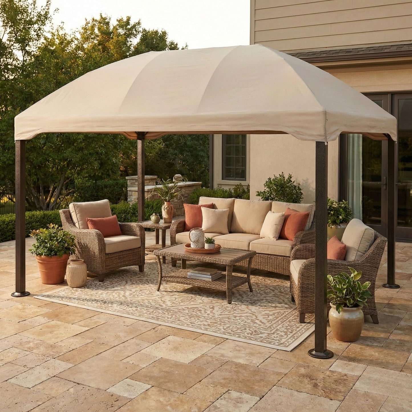 Garden Winds Durable 350 Replacement Canopy Top Compatible with Pomeroy Domed 10’ x 13’ Gazebo Model L-GZ702PST - Beige