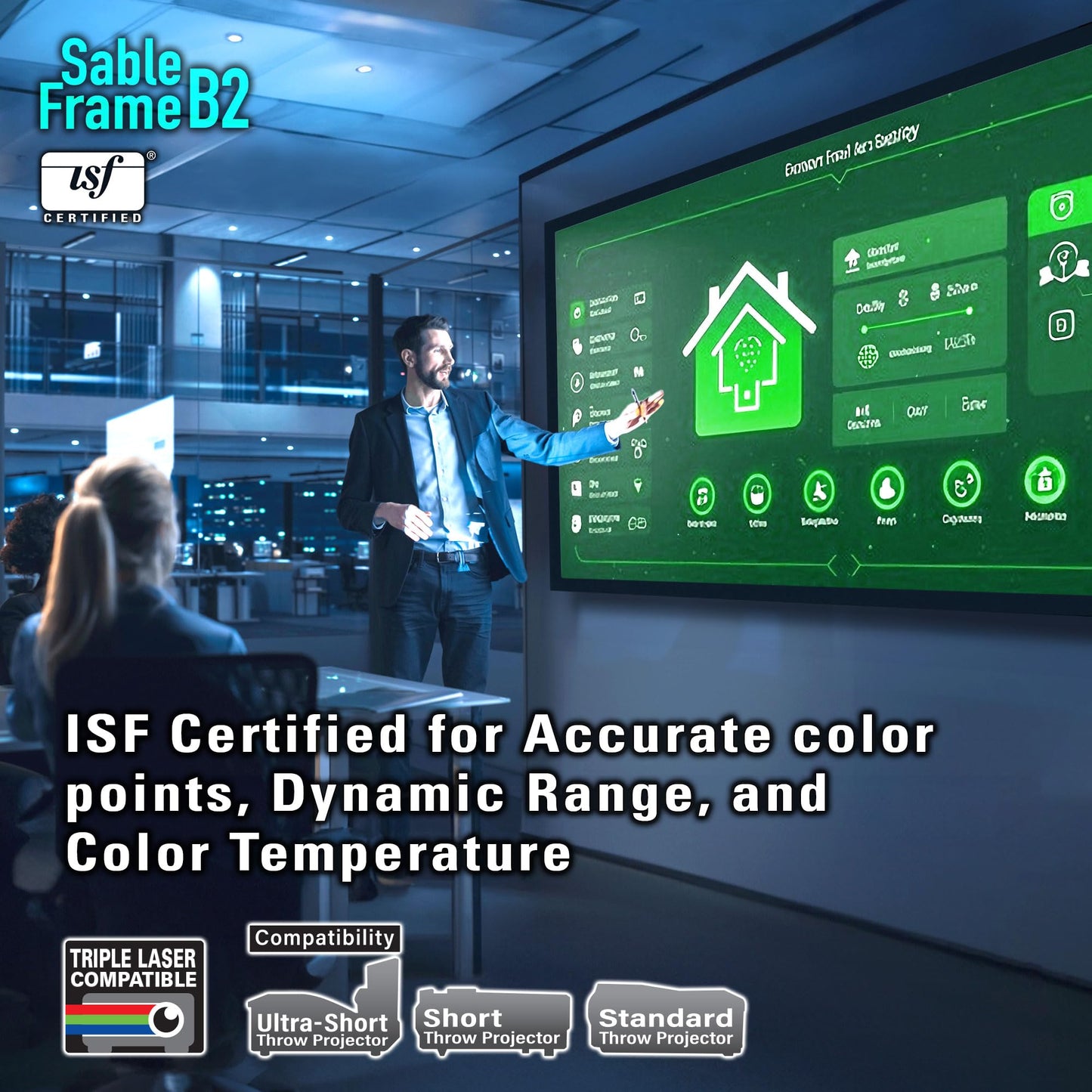 Elite Screens Sable Frame B2 Series 120-Inch 16:9 Projector Screen, Fixed Frame Wall Mounted, 4K/8K UHD & Active 3D, CineWhite UHD-B, ISF Certified, UST Compatible, SB120WH2-X