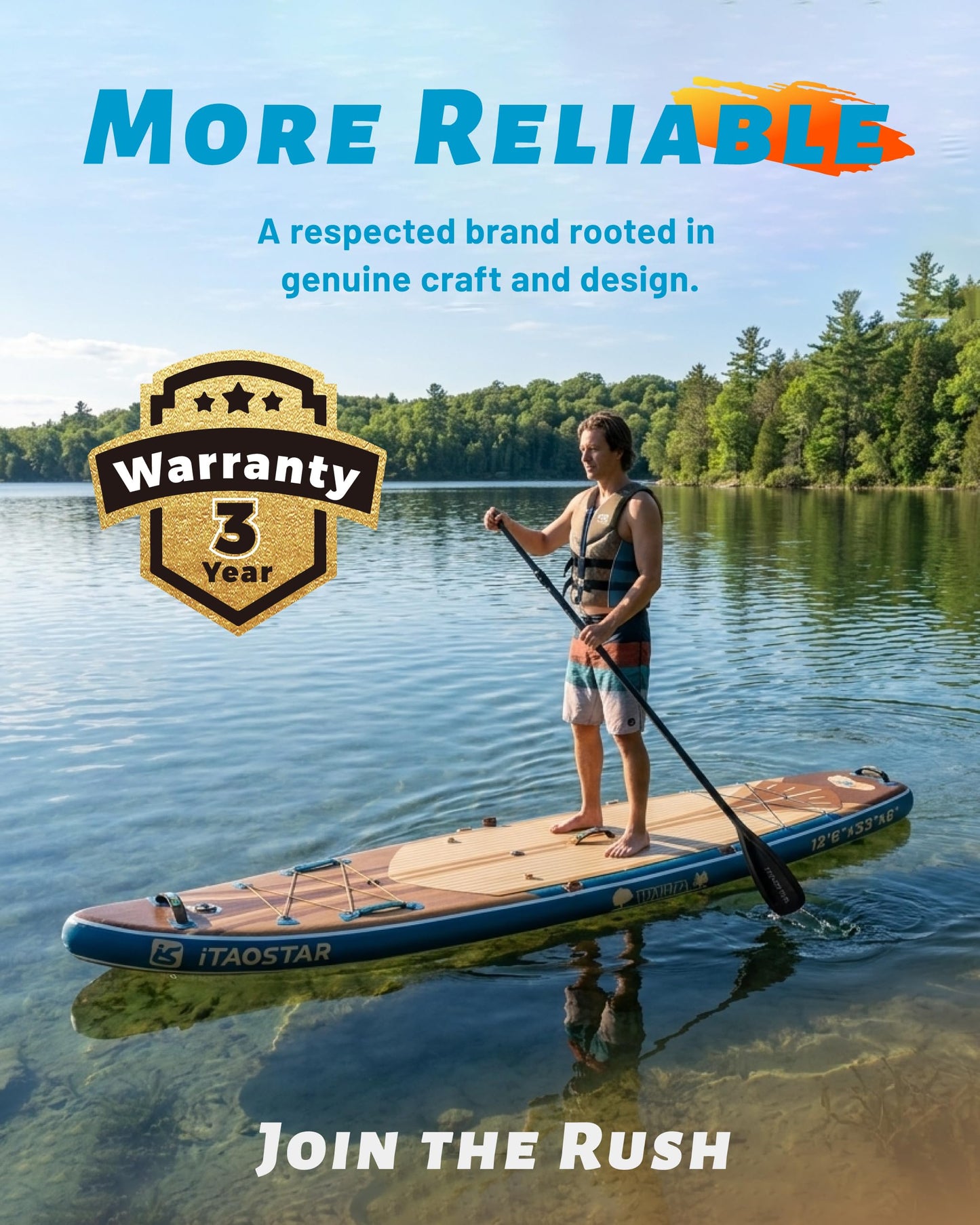 iTAOSTAR W02B 33" Inflatable Paddle Board with Seat, More Fun Inflatable Paddleboard with 5 Fins for Better Balance,Stand Up Paddle Board with Premium SUP Accessories for Youth of All Skill Levels