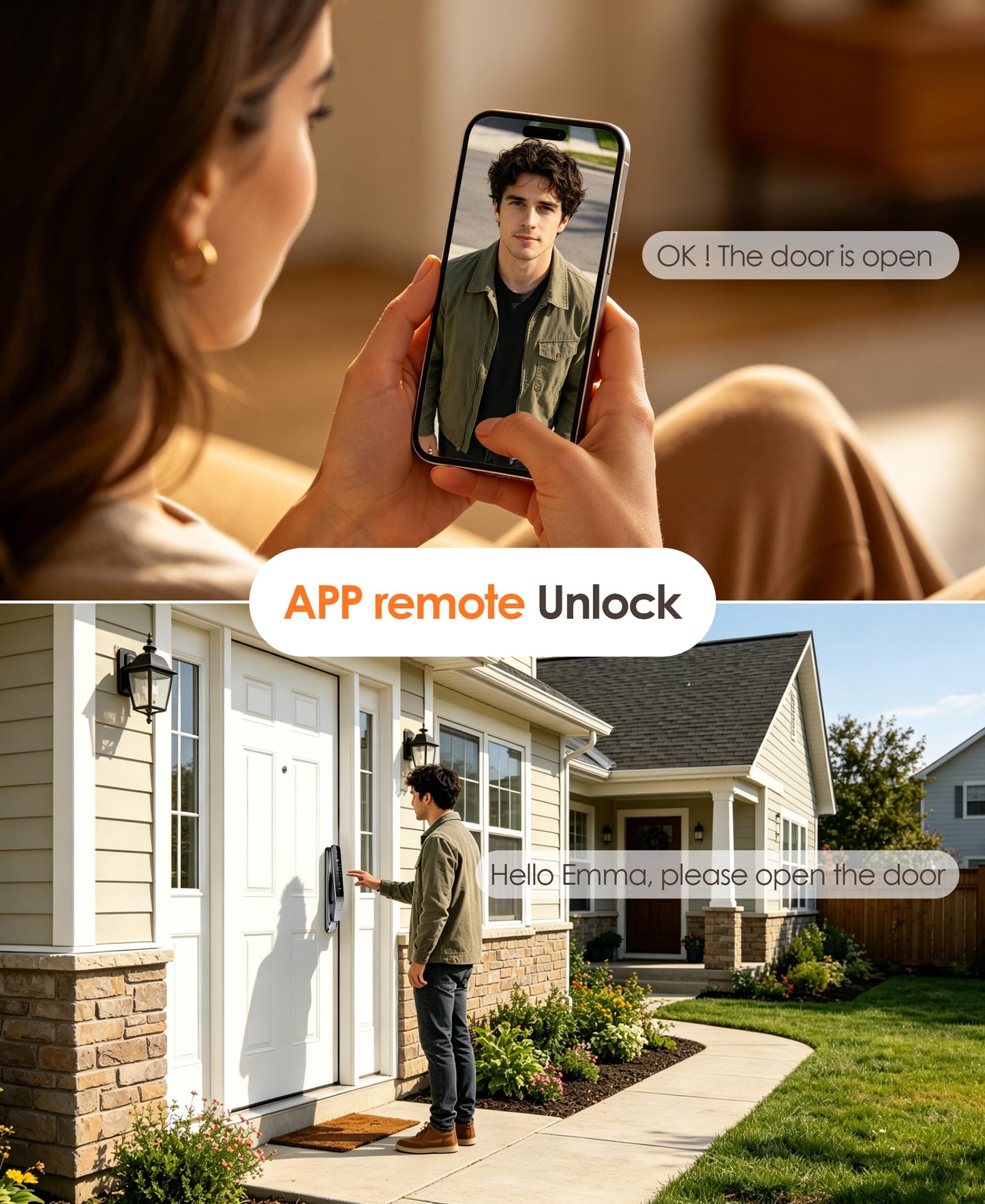 YINTIN 3D Face Recognition Smart Lock with Camera & Handle, Palm Vein Keyless Entry, Fingerprint Door Lock & Video Doorbell, 8-in-1 Unlock, Mortise Lock, Tuya App, 2-Way Talk, IP67 for Front Door