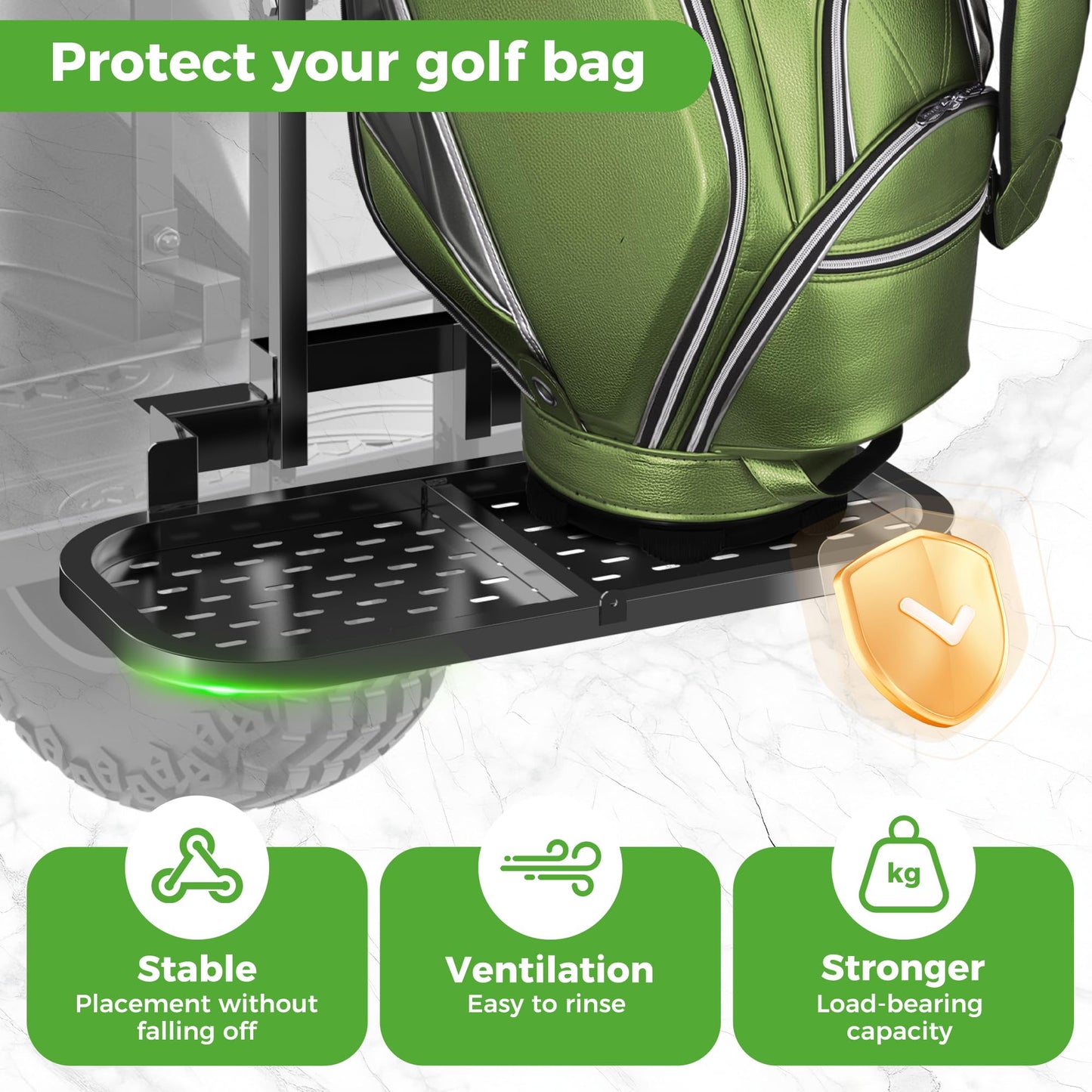 10L0L Universal Foldable Golf Cart Rear Seat Bag Holder Compatible with Yamaha/EZGO/Club Car, Fits Safety Grip Bar Maximum Wide 8in, No Drilling, Space Saving (New for 2026)