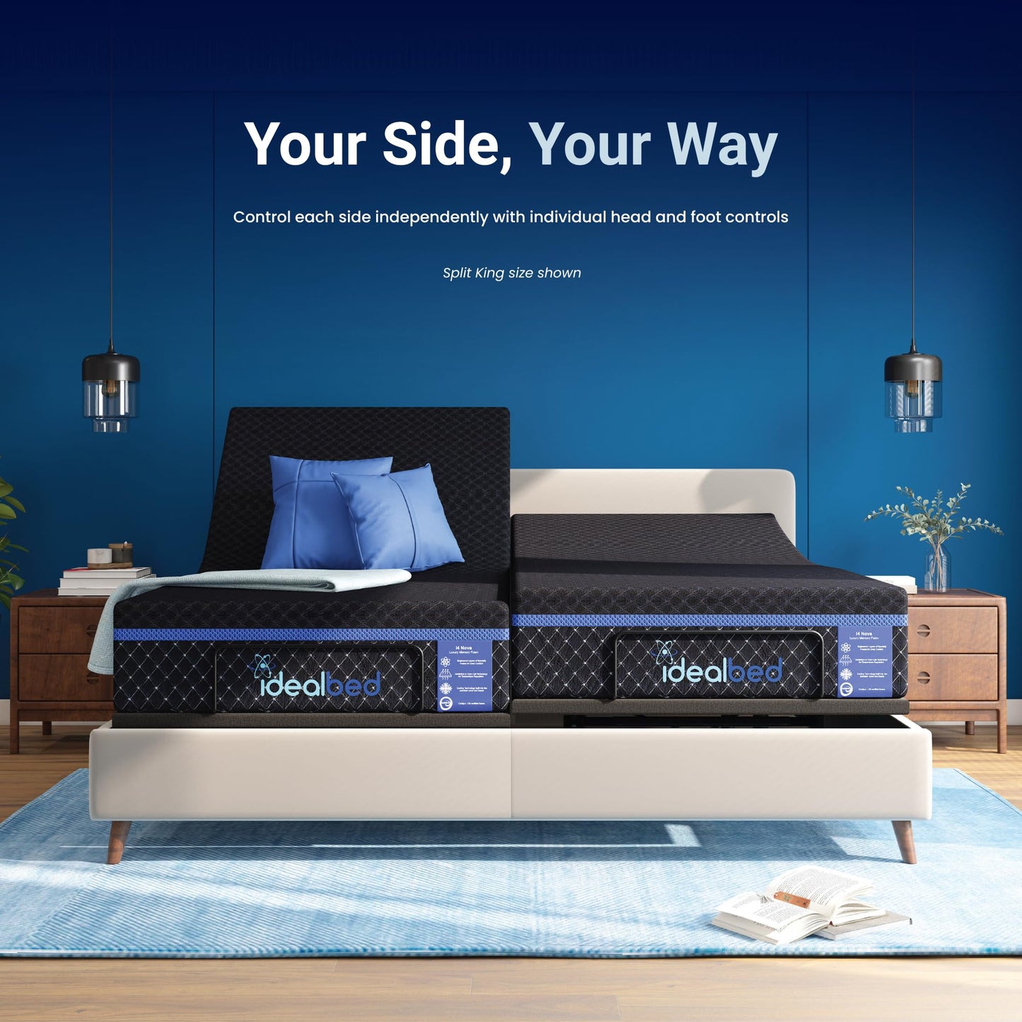 iDealBed 2i Custom Adjustable Bed Base - Advanced Head & Foot Elevation, Wireless Remote with Memory, Zero Clearance, Easy Setup (Full)