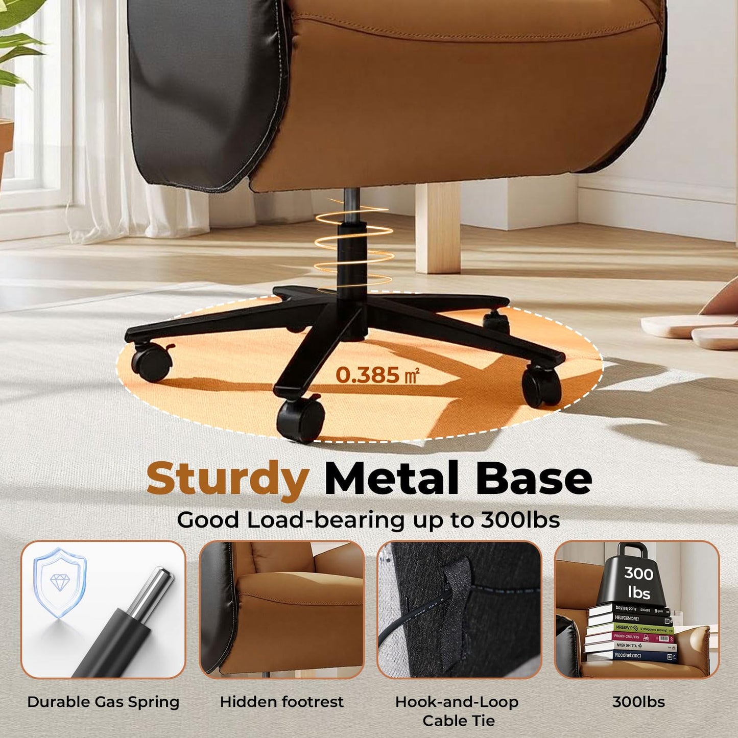 Liftsync Ergonomic Executive Recliner, Adjustable Electric Office Chair 90-155° with Footrest, 4-Position Headrest, 300LBS Heavy Duty, 2-in-1 Base Swivel Desk Chair w/USB, Brown & Black PU Leather