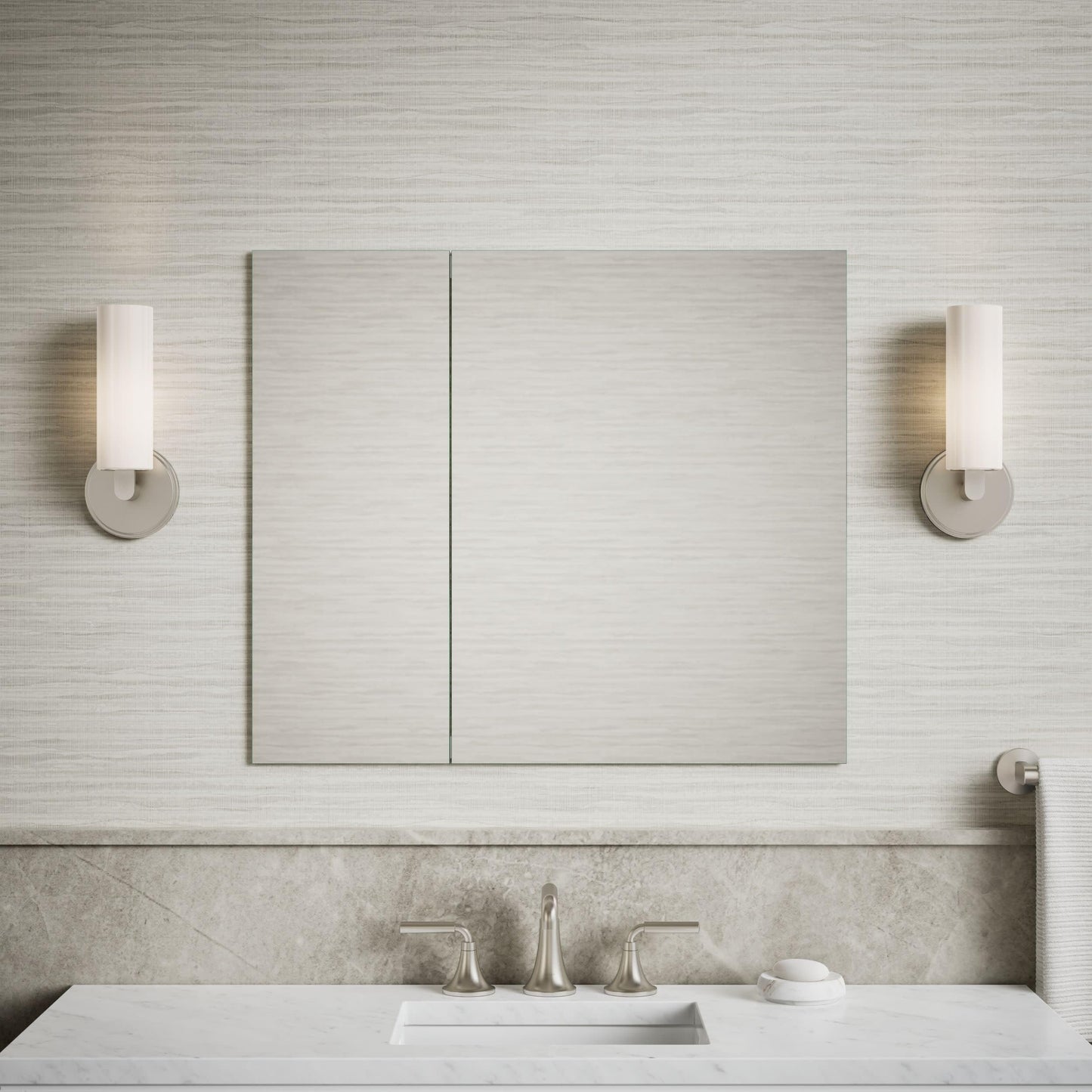 Kohler 55064-NA Embark Slim Medicine Cabinet Mirror, Adjustable Shelves with Mirrored Doors, 30 in. W x 26 in. H