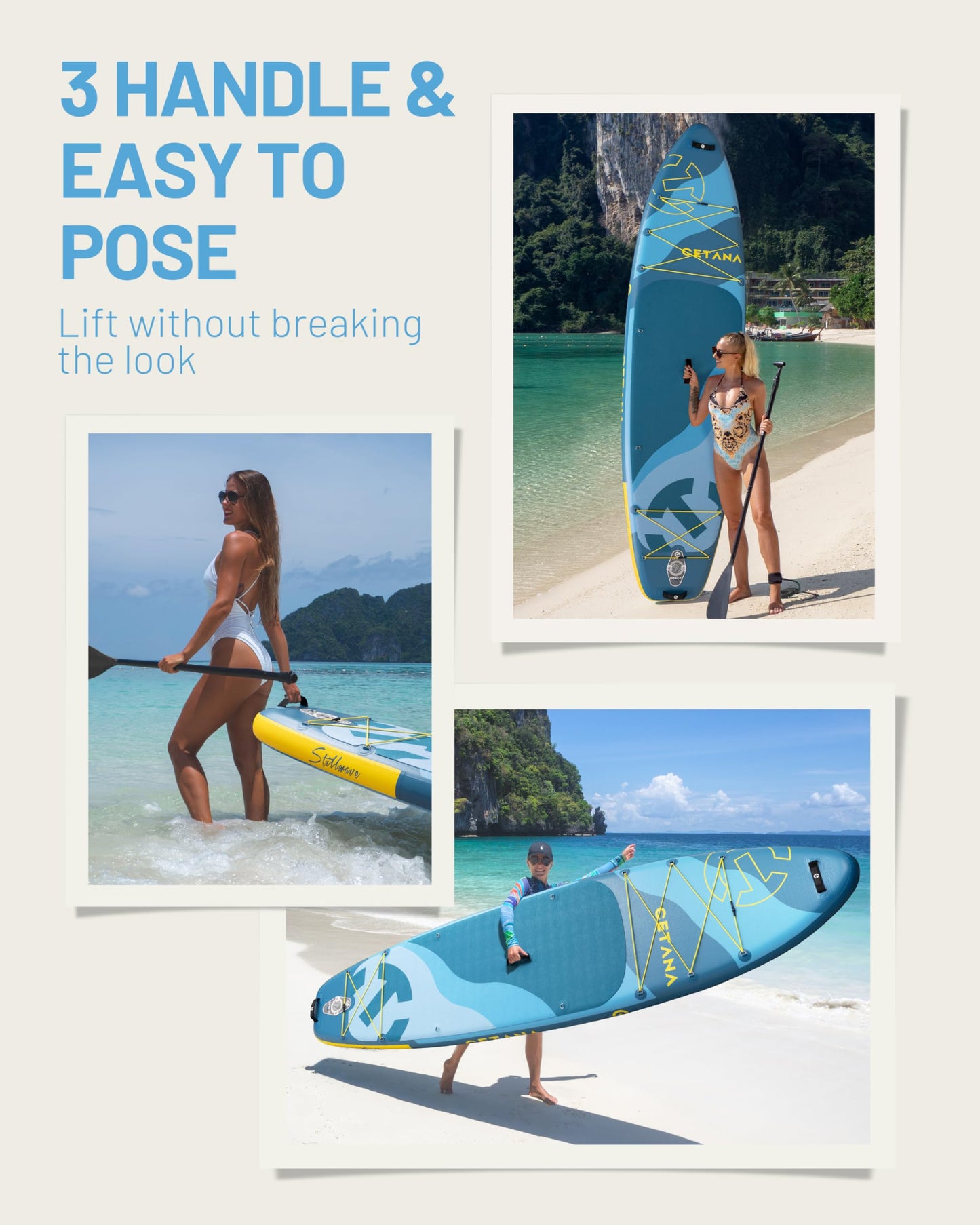 CETANA 11’6” x 35” Extra Wide Inflatable Paddle Board, 450 lb Capacity Wide Stable SUP, 2–3 Person Paddle Board for Photos, Aesthetic Photo-Ready Design, Beginner Friendly Stand Up Paddle Board