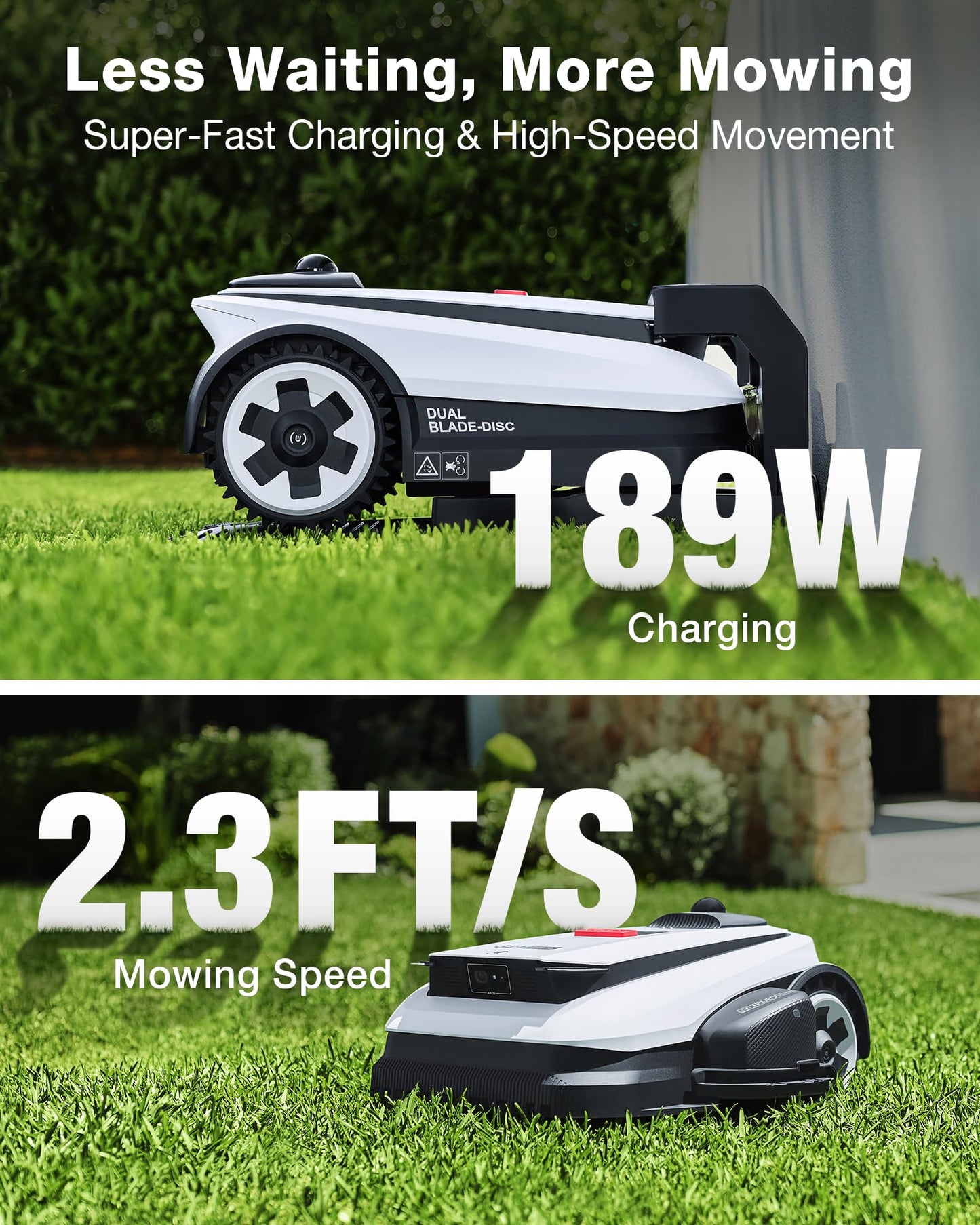 ECOVACS Goat A3000 LiDAR PRO Robotic Lawn Mower for Up to 3/4 Acre, 7500 mAh Battery with 189W Fast Charging, Wire-Free Dual-LiDAR Navigation, Built-in TruEdge Edge Trimmer, Smart App Control