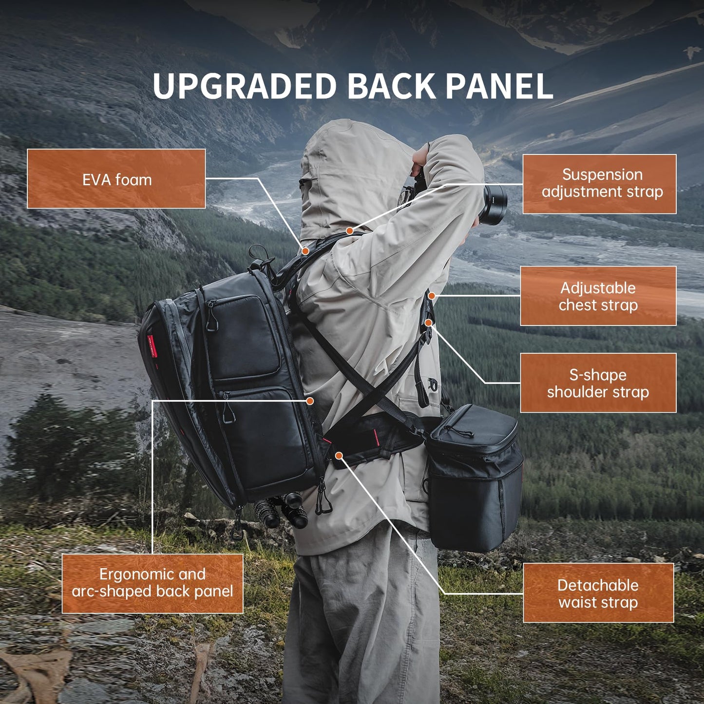 PGYTECH OneMo 2 35L-45L Camera Backpack with Shoulder Bag for 17" Laptop, Waterproof DSLR Camera Pack for Canon/Nikon/Sony, Extra Large Photography Bag, Drone Backpack for DJI Mini 3 Pro/Mavic 3/ FPV
