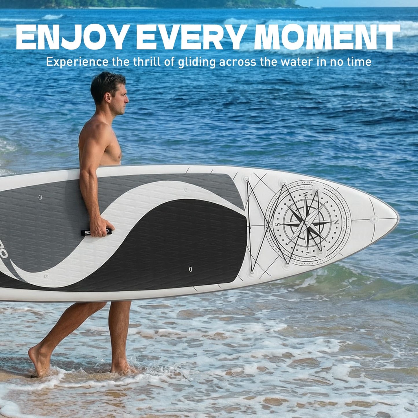 SOLAVERO 10'6'' Stand Up Inflatable Paddle Board with Premium SUP Accessories, Anti-Slip EVA Deck for Youth & Adults of All Skill Levels, Paddleboard for Fishing, Yoga & Surfing