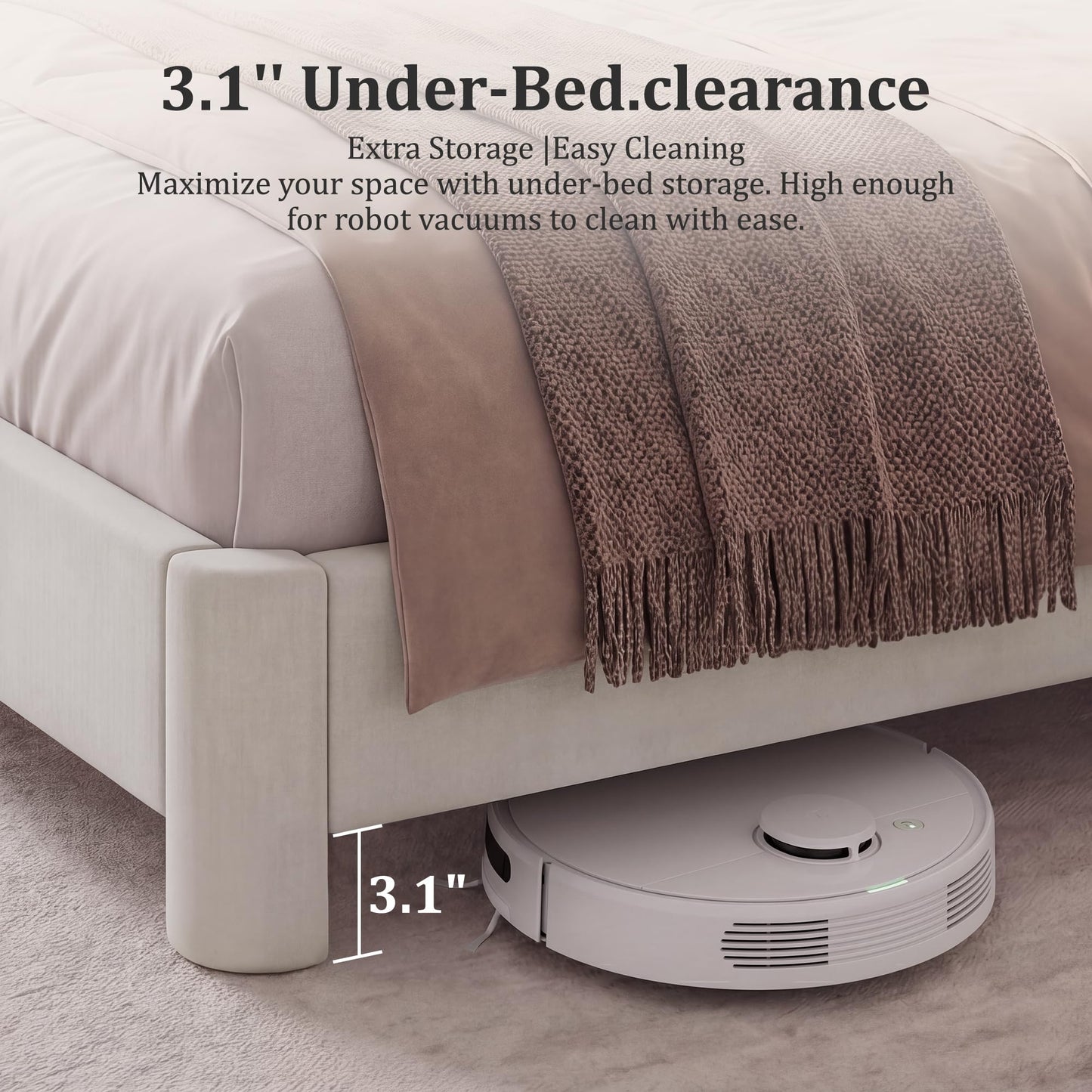 Erdoru Queen Size Velvet Upholstered Bed Frame with Headboard, Luxury Wooden Slat Support Platform Bed, Noise-Free Sturdy Low Profile Design, No Box Spring Needed, Easy to Assemble, White