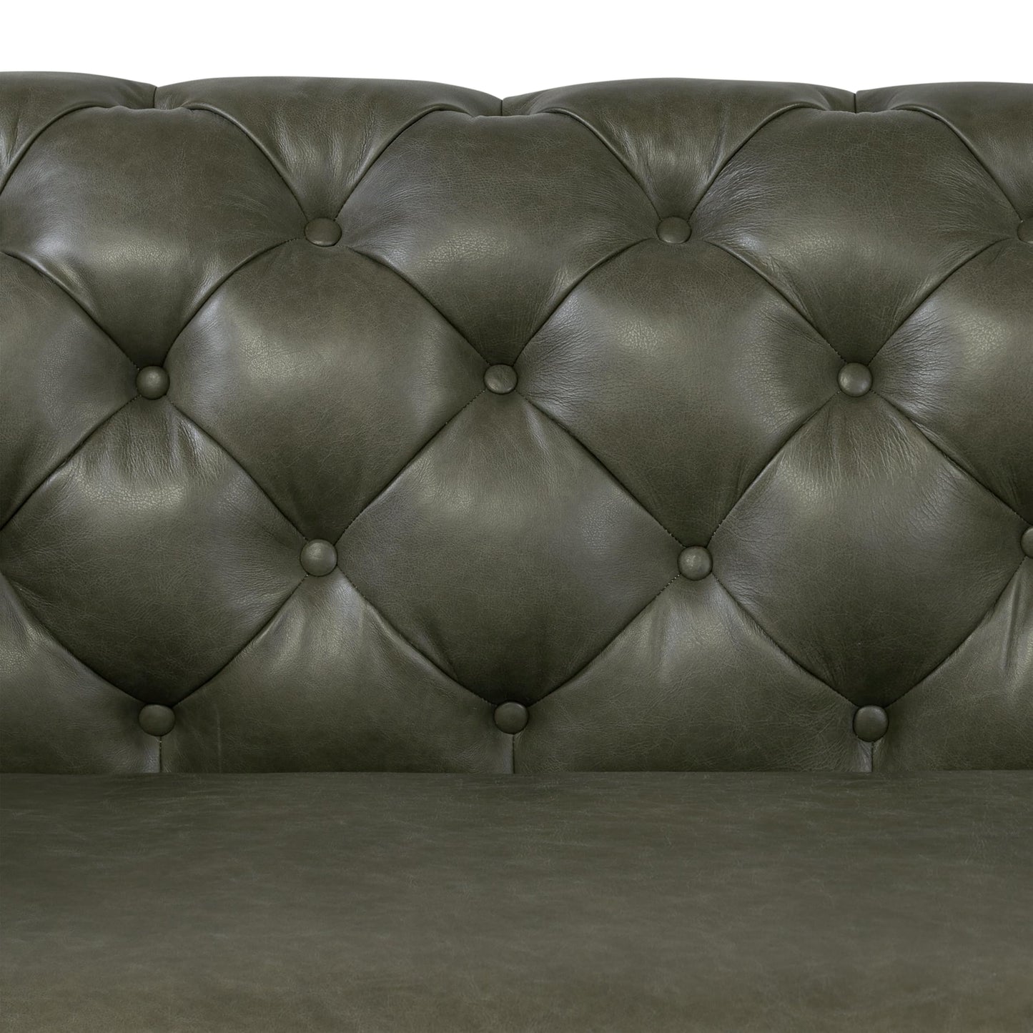 Poly & BARK Lyon Leather Couch - 87.4 Inch Sofa - Full-Grain Leather Sofa for Living Room with Feather-Down Topper - Living Room Couch - Vintage Italian Leather in Olivine Green