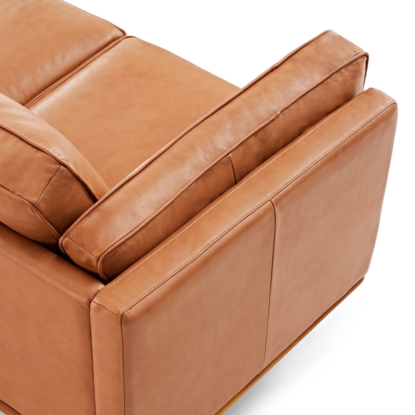 Valencia Artisan Full Leather Accent Chair 41.5” | Pure Full Italian Nappa Leather Chair, Solid Wood Accent, Ultimate Comfort, Cognac Tan