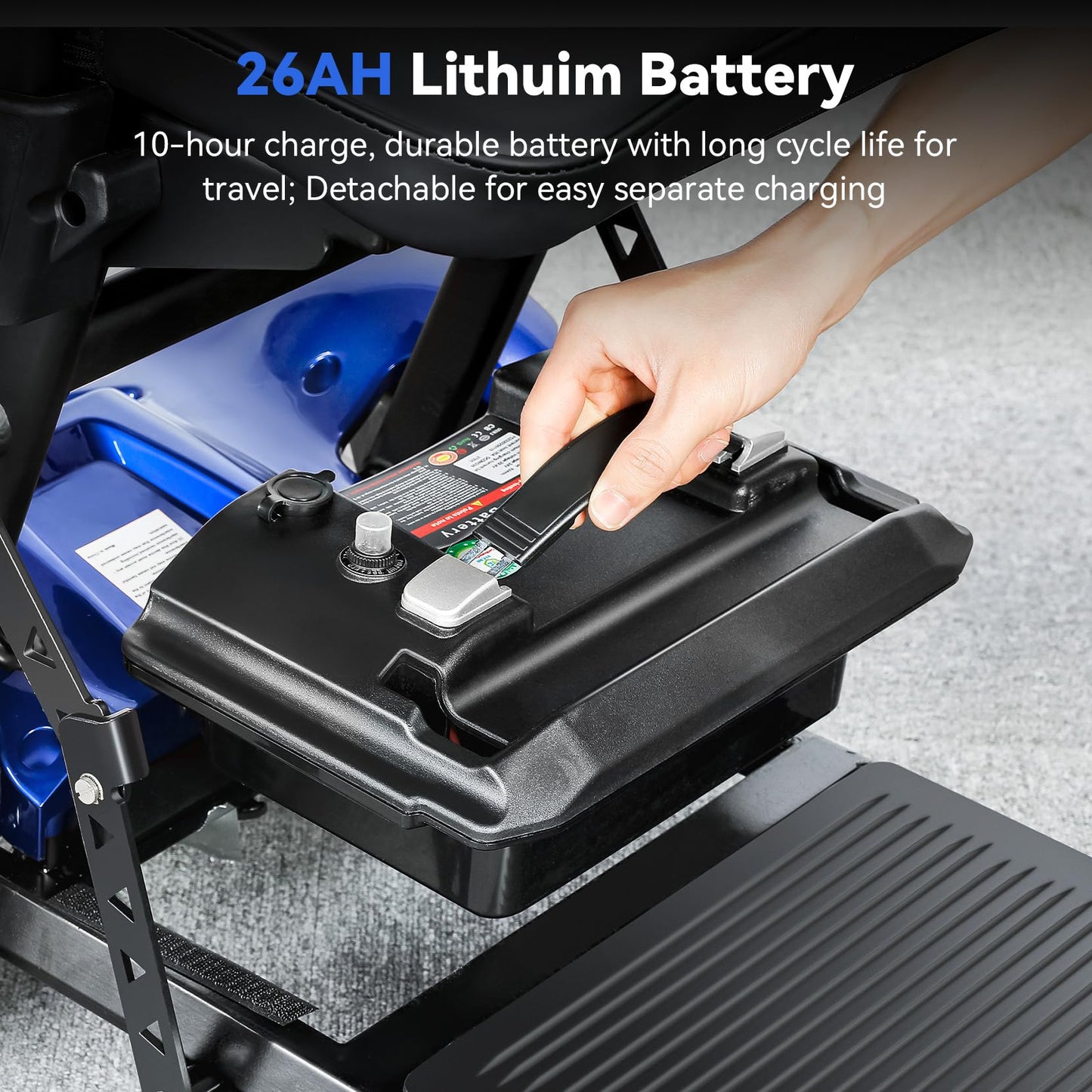 (2026 Upgrade) Lightweight Mobility Scooter for Seniors & Adults, Folding Mobility Scooters, 24.8 Miles Travel Foldable 4 Wheeler, Removable Lithium Battery, 300lb Capacity-Gloss Blue