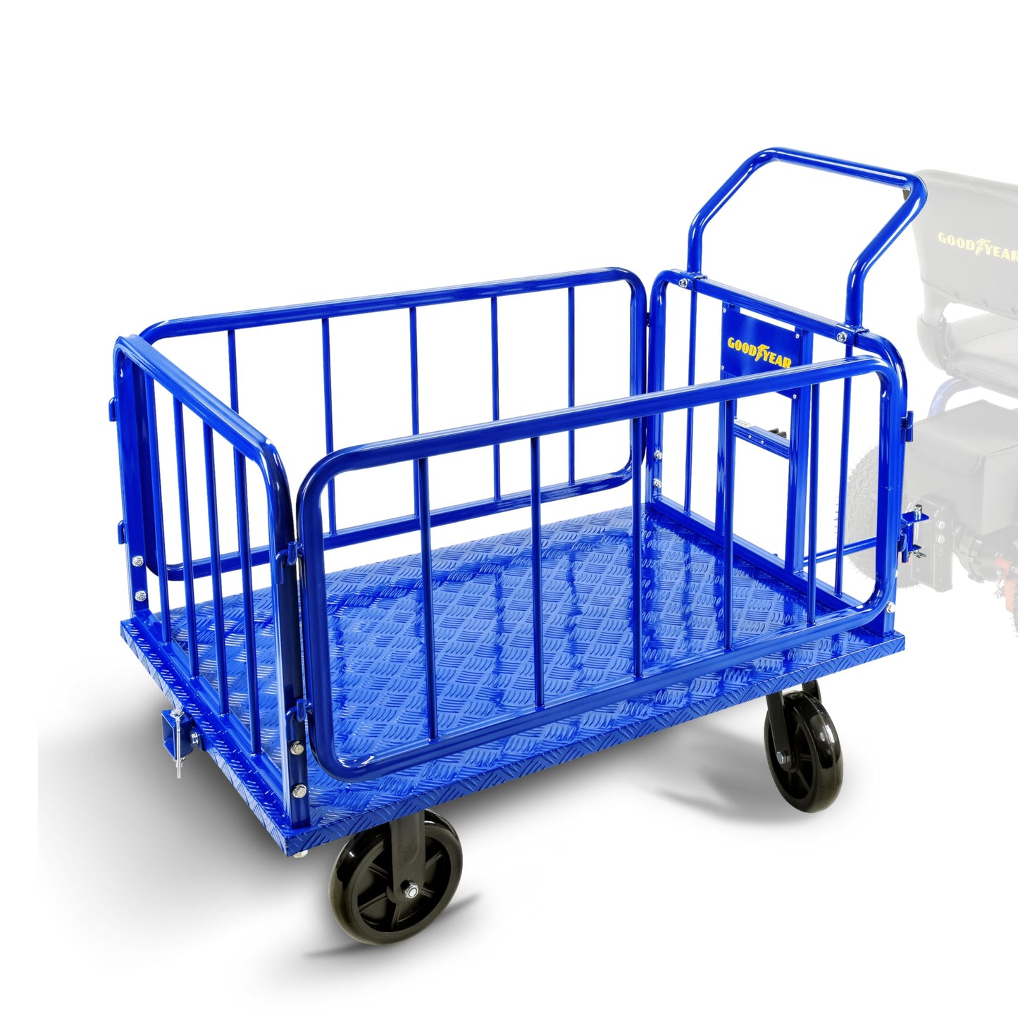 Goodyear Cargo Trailer Heavy-Duty, Utility Cart - 1200 lbs Capacity with Hitch, 8" Casters, Compatible with Electric Tugger Cart