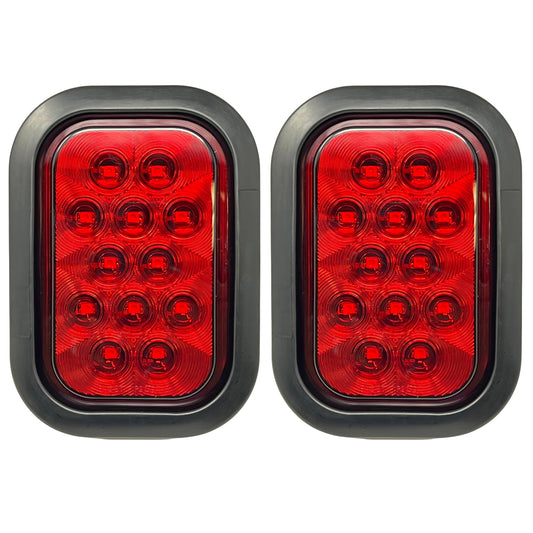 All Star Truck Parts 12V LED Stop/Turn/Tail Light Kit, 5in x 3in, Red, IP67 Waterproof, for Tow Truck, Semi Trailer, RV, Bus