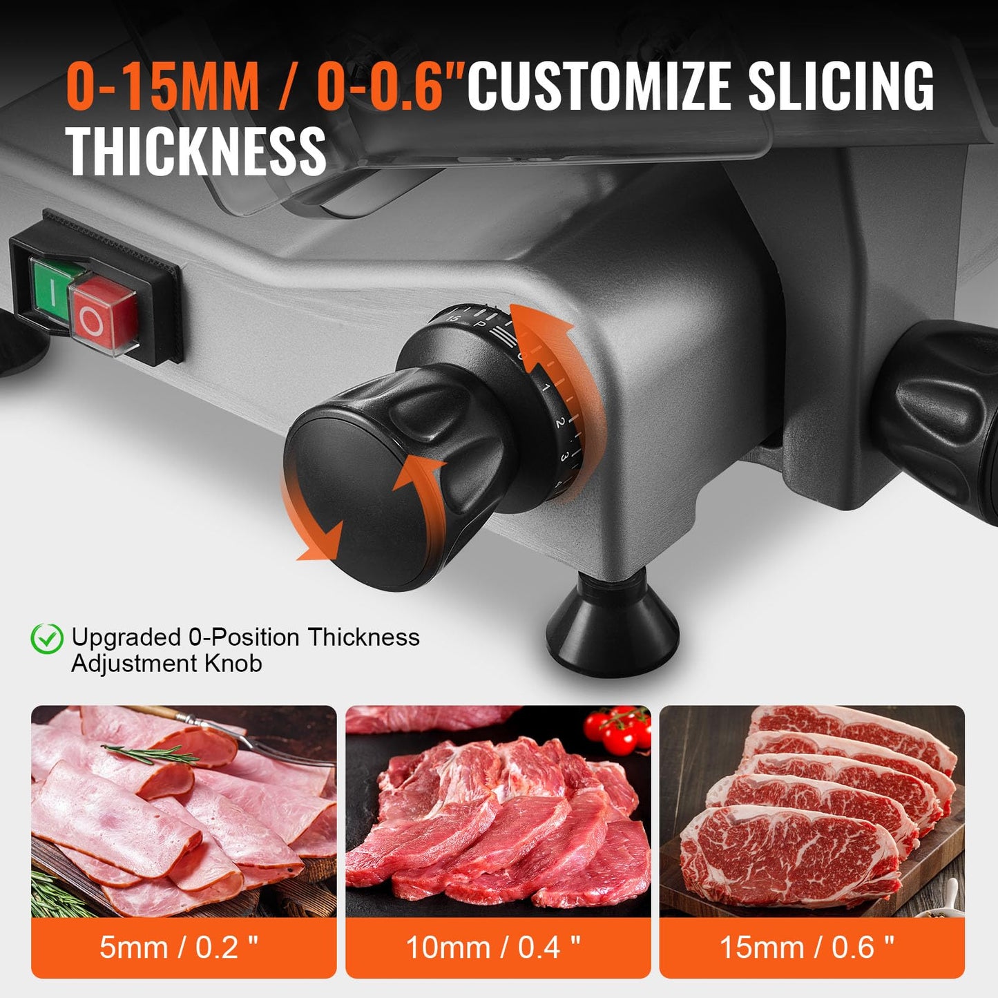 Meat Slicer, 340W Electric Deli Food Slicer with 10" SUS420 Stainless Steel Blade and Built-in Sharpening Stone, 0-0.6 inch Adjustable Thickness for Commercial and Home Use, Cut Meat and Cheese