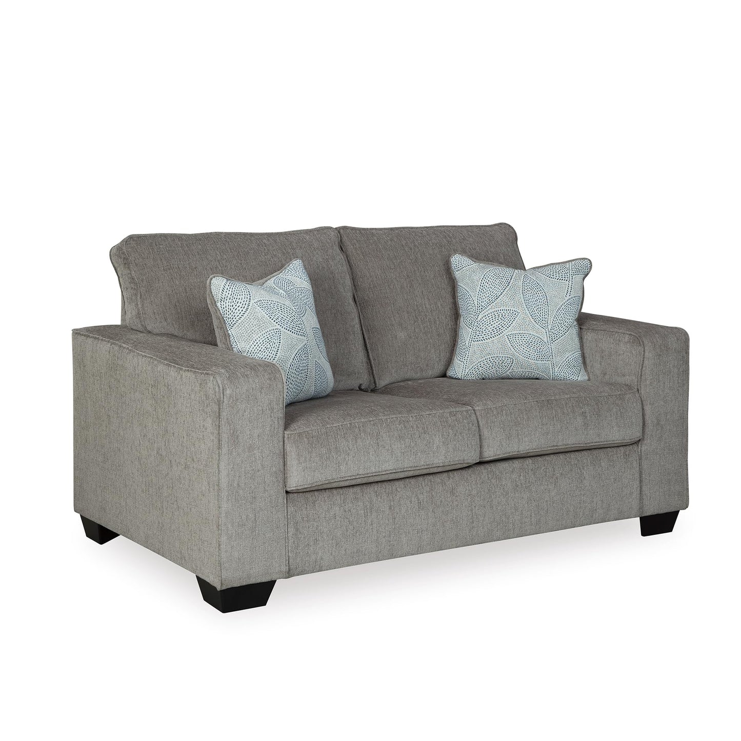 Signature Design by Ashley Altari Modern Loveseat with 2 Accent Pillows, Light Gray