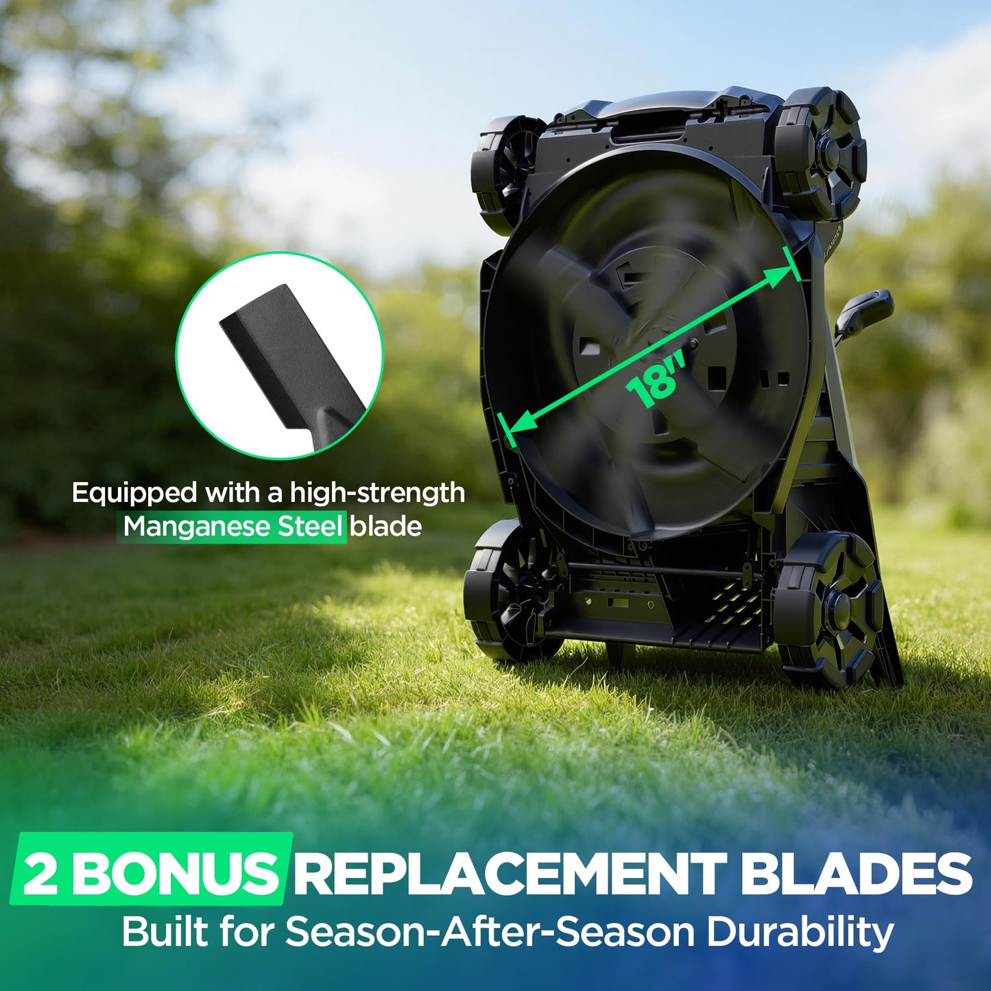 KraftSense 18" Electric Lawn Mower, 40V Cordless Lawn Mower with 2x5.0Ah Batteries, Brushless Motor, 2-in-1 Mulching & Bagging, 6-Position Height Adjustment, for Medium Yards