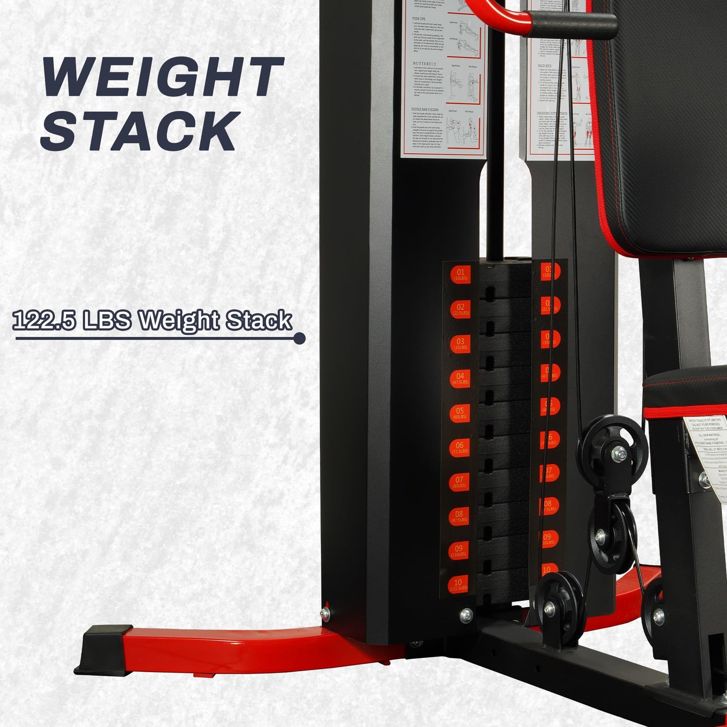 Fitvids Multifunctional Home Gym Equipment with 122.5 lbs Weight Stack, Full Body Workout Weight Machine, All in One Exercise Equipment with Pulley System for Home Gym Strength Training