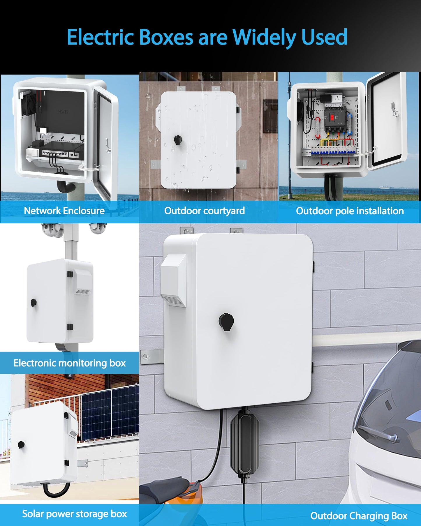 Akwscyby Outdoor Electrical Box with Thermostat and Fan, Precise Temperature Control 0.1°F, IP65 Water Resistant Rating, Galvanized Steel, Aluminum Rear Beam(17.7" x 13.8" x 7.9")