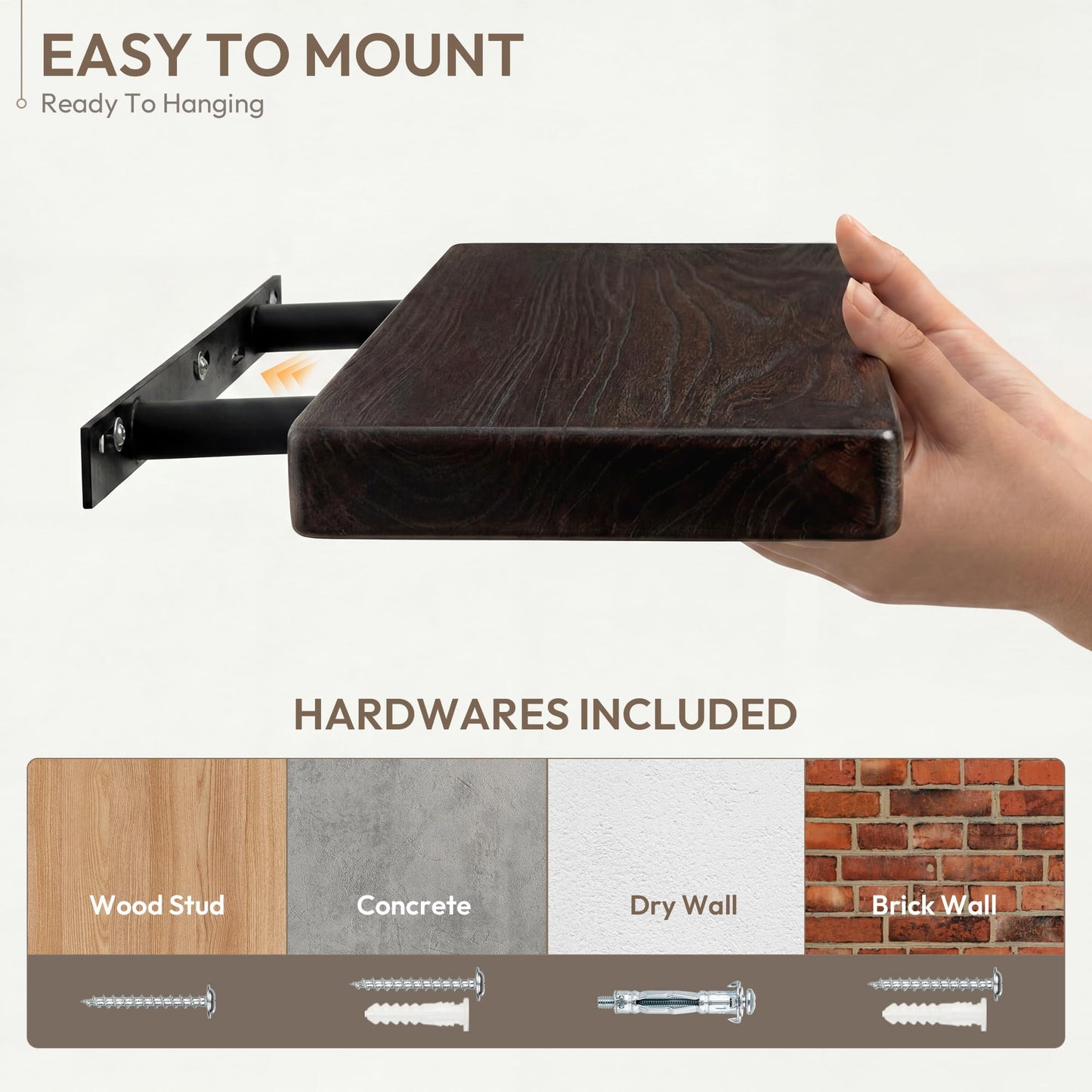 Marsmiles 72 inch Floating Shelves for Wall Solid Elm Wood Wall Mounted Shelves|Rustic Long Floating Shelves with Invisible Bracket for Bathroom Kitchen|Rounded Edge|Walnut, 1 Pack