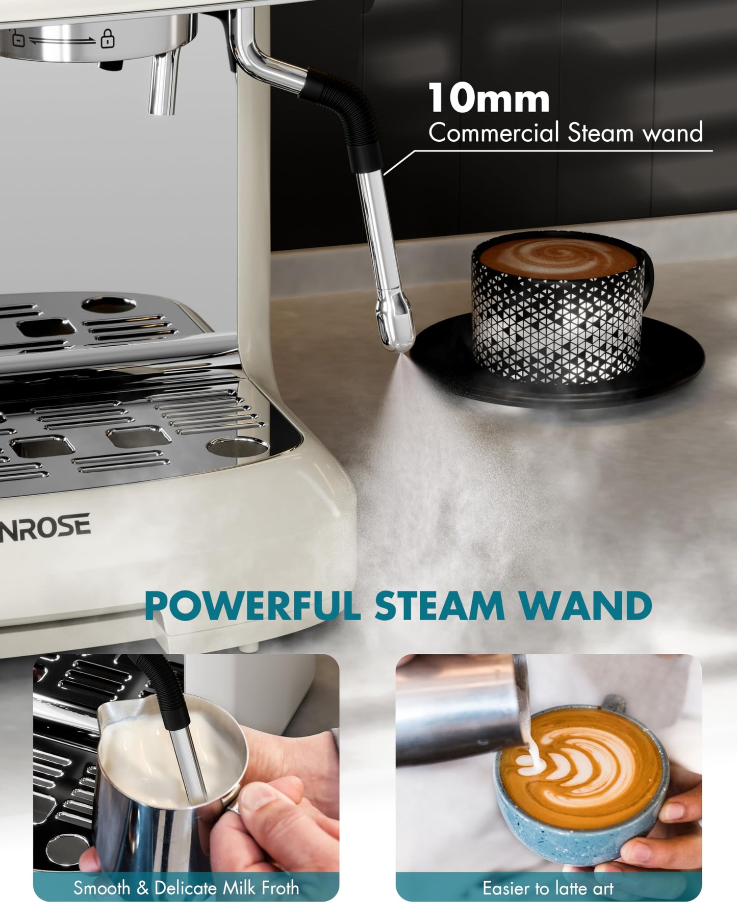 Hanrose Espresso Machine With Grinder, 20 Bar Espresso Machine with Milk Frother Steam Wand, Espresso Machines for Home, Expresso Coffee Machines Professional, Cappuccino Latte Machine