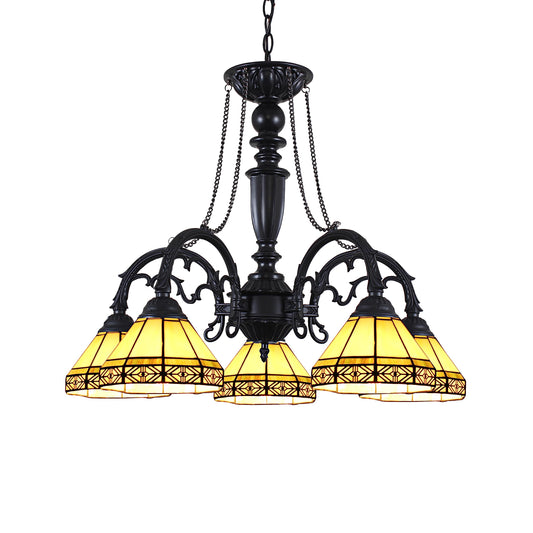 Chloe Lighting Belle Tiffany-Style Chandelier, 5 Light, 27in Wide, Stained Glass, Model CH31315MI27-DC5