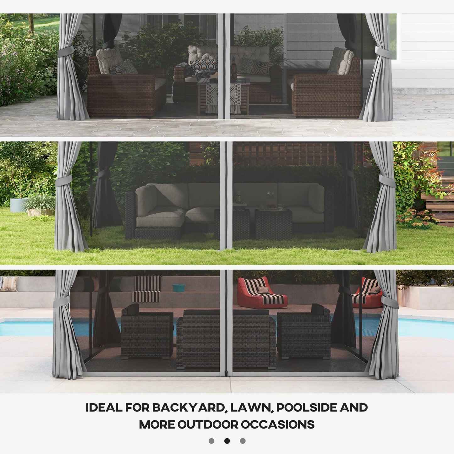 Outsunny 10' x 13' Patio Gazebo, Outdoor Gazebo Canopy Shelter with Netting and Curtains, Aluminum Frame for Garden, Lawn, Backyard and Deck, Gray