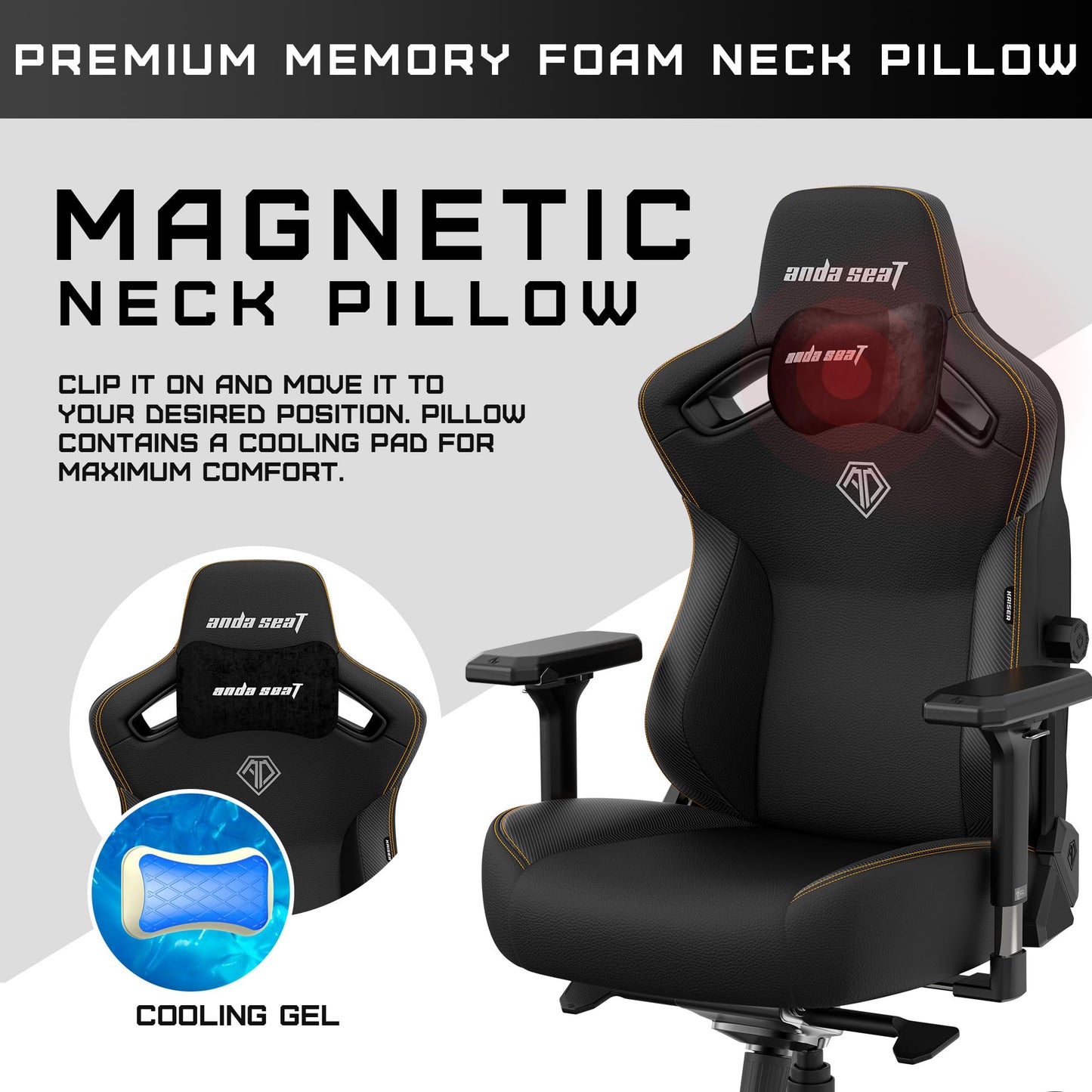 Anda Seat Kaiser 3 XL Gaming Chairs for Adults - Ergonomic Black PVC Leather Gaming Chair with Lumbar Support, Comfortable Office Seat with Neck Support - Heavy Duty Wide Gamer Seat