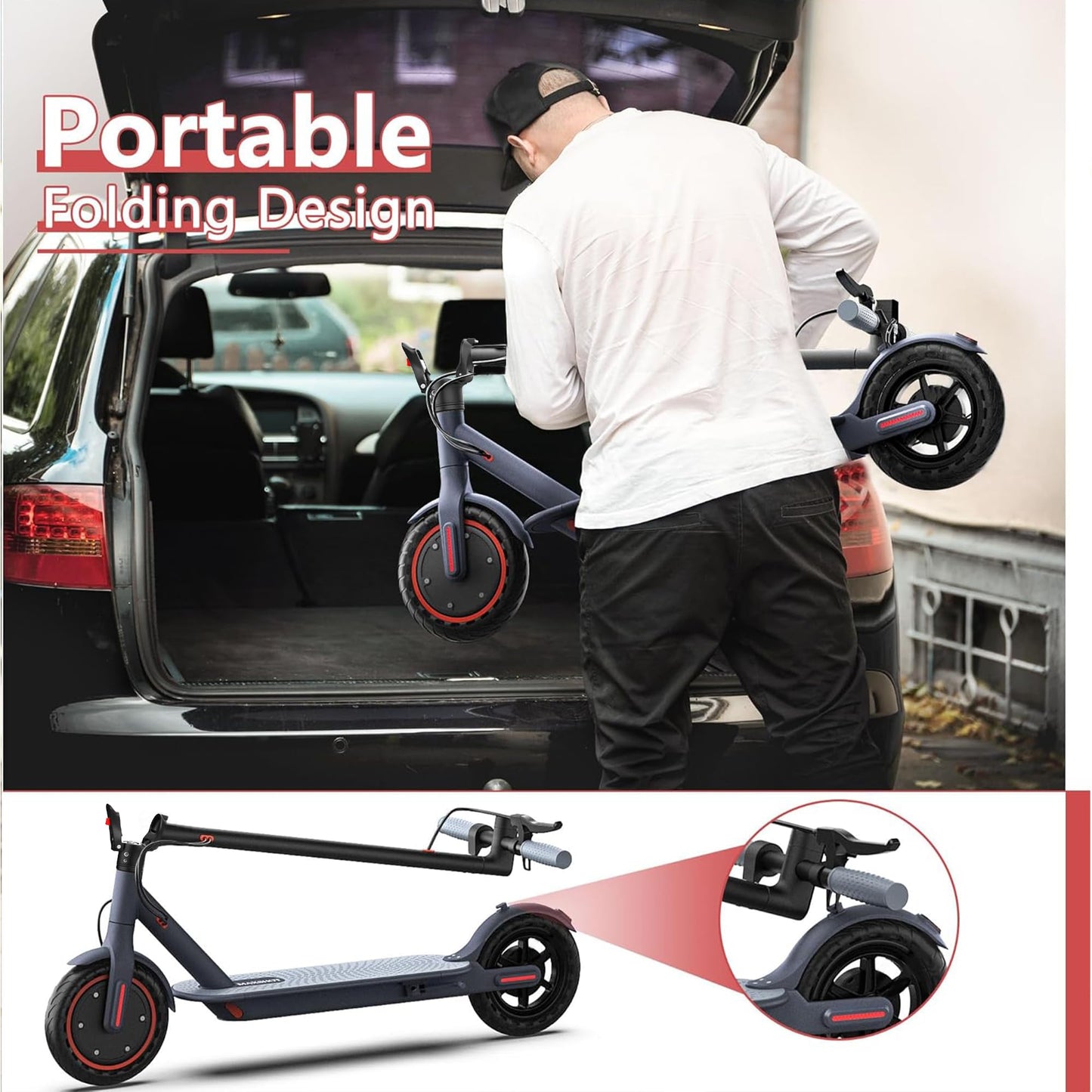 MAXSHOT Electric Scooter for Adults, 8.5/10/14" Tires, 19/22Mph, 350W/500W Motor, 21-28 Miles Range, Folding E-Scooter with Dual Suspension,APP Contro