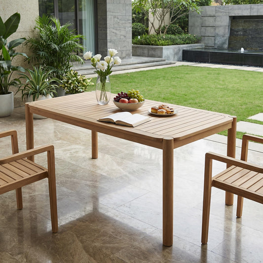 Christopher Knight Home Cascade 70" Outdoor Rectangular Dining Table, Acacia Wood Patio Dining Table for 4-6 People, Solid Wood Outdoor Table for Patio Deck Garden Backyard Dining, Light Teak