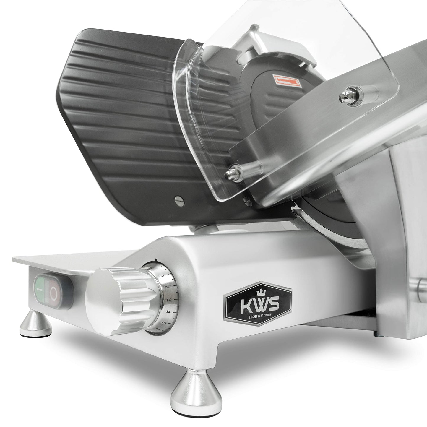 KWS MS-10ET All Metal 320W Electric Meat Slicer 10-Inch with Non-sticky Teflon Blade & Extended Back Space, Frozen Meat/Cheese/Food Slicer Low Noise Commercial and Home Use [ ETL, NSF Certified ]