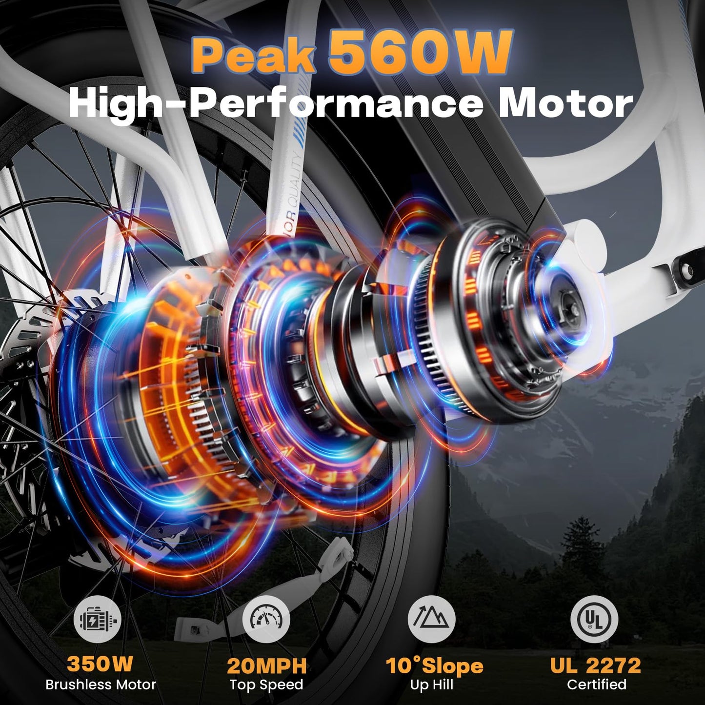 Caroma Peak 500W Electric Scooters with Seat,Step Thru Electric Bicycle 36V Removable Lithium-Battery,15Miles Max Range,20MPH Commuting Electric Bike for Adults&Teens,Shock Absorber,Gray Blue